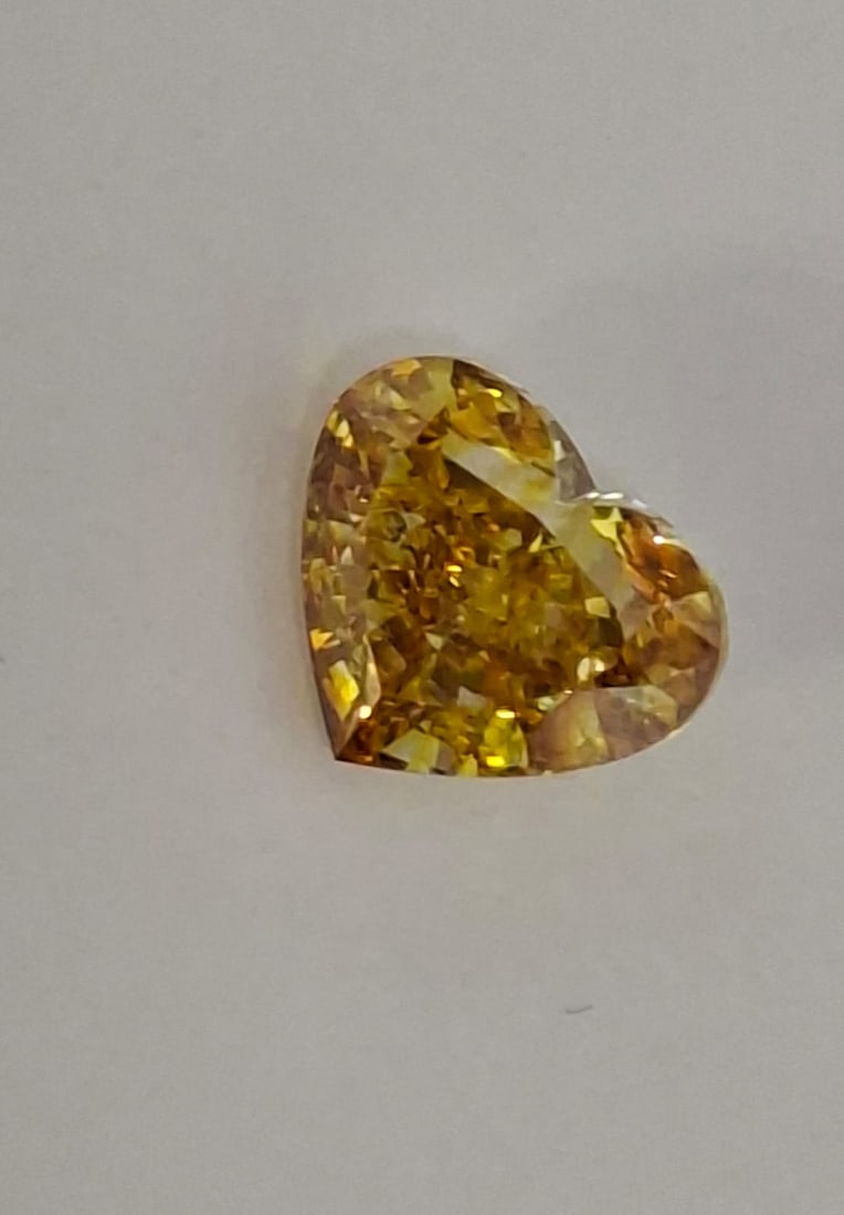 1.33 Carat Heart Shape Fancy Deep Brownish Orangy Yellow Diamond - SI2 - GIA Certified - 3