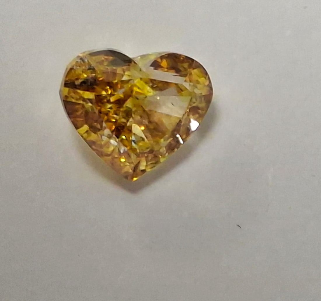 1.33 Carat Heart Shape Fancy Deep Brownish Orangy Yellow Diamond - SI2 - GIA Certified - 4