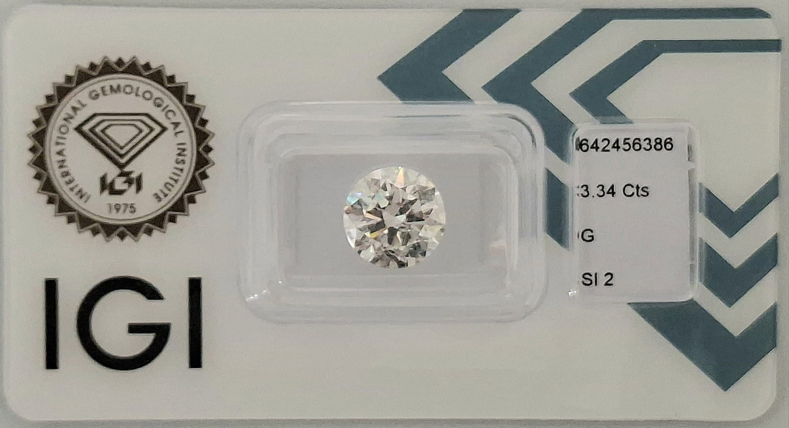 3.34 CT Round Brilliant Natural Diamond - G Color - SI2 Clarity - Triple Excellent - IGI Certified ( - 9