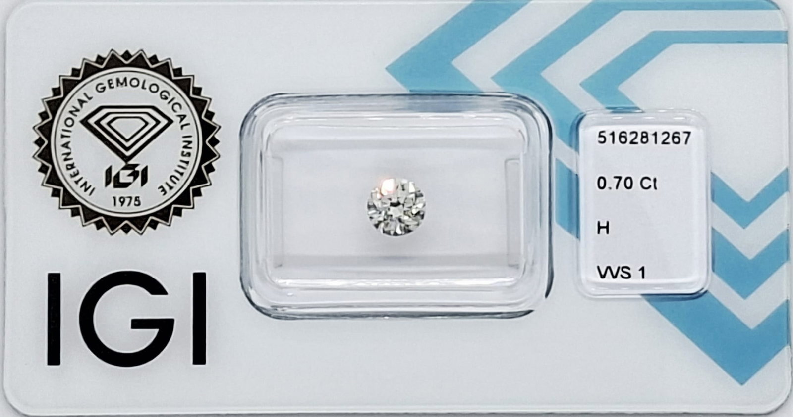 0.70 CT Natural Round Brilliant Diamond H VVS1 3EX IGI Certified Sealed - 7