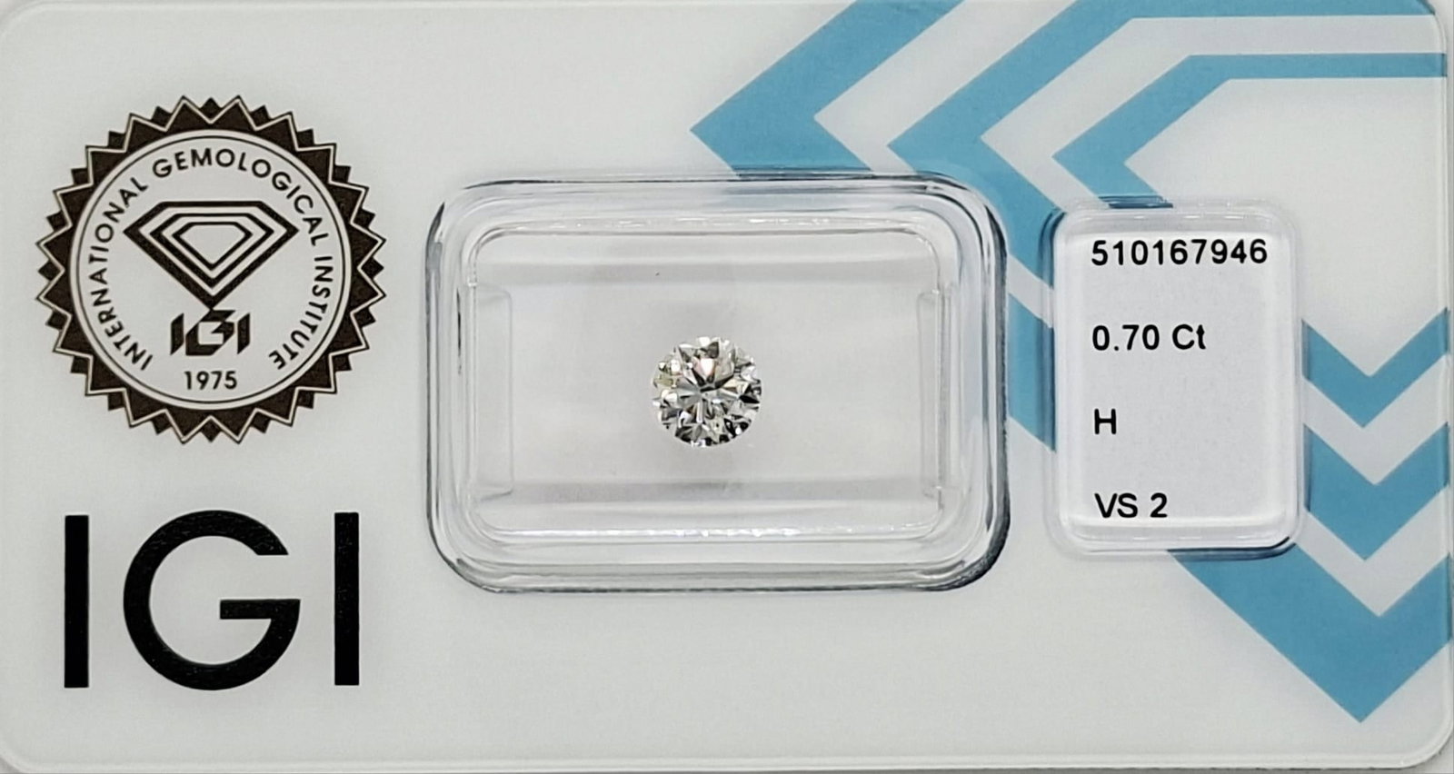 0.70 CT Natural Round Brilliant Diamond H VS2 VG/EX/VG IGI Certified Sealed - 4