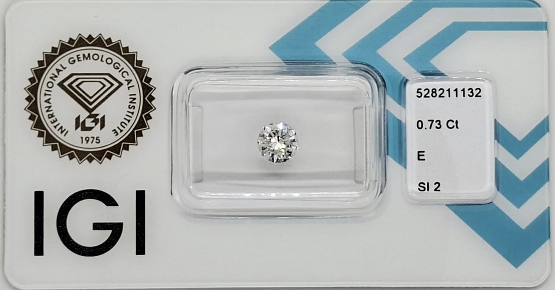 0.73 CT Natural Round Brilliant Diamond E SI2 VG/EX/VG IGI Certified Sealed CertiCard - 7