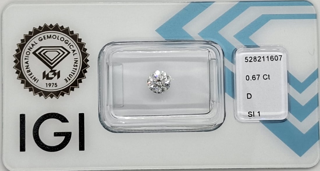0.67 CT Natural Round Brilliant Diamond D SI1 3VG IGI Certified Sealed CertiCard - 5