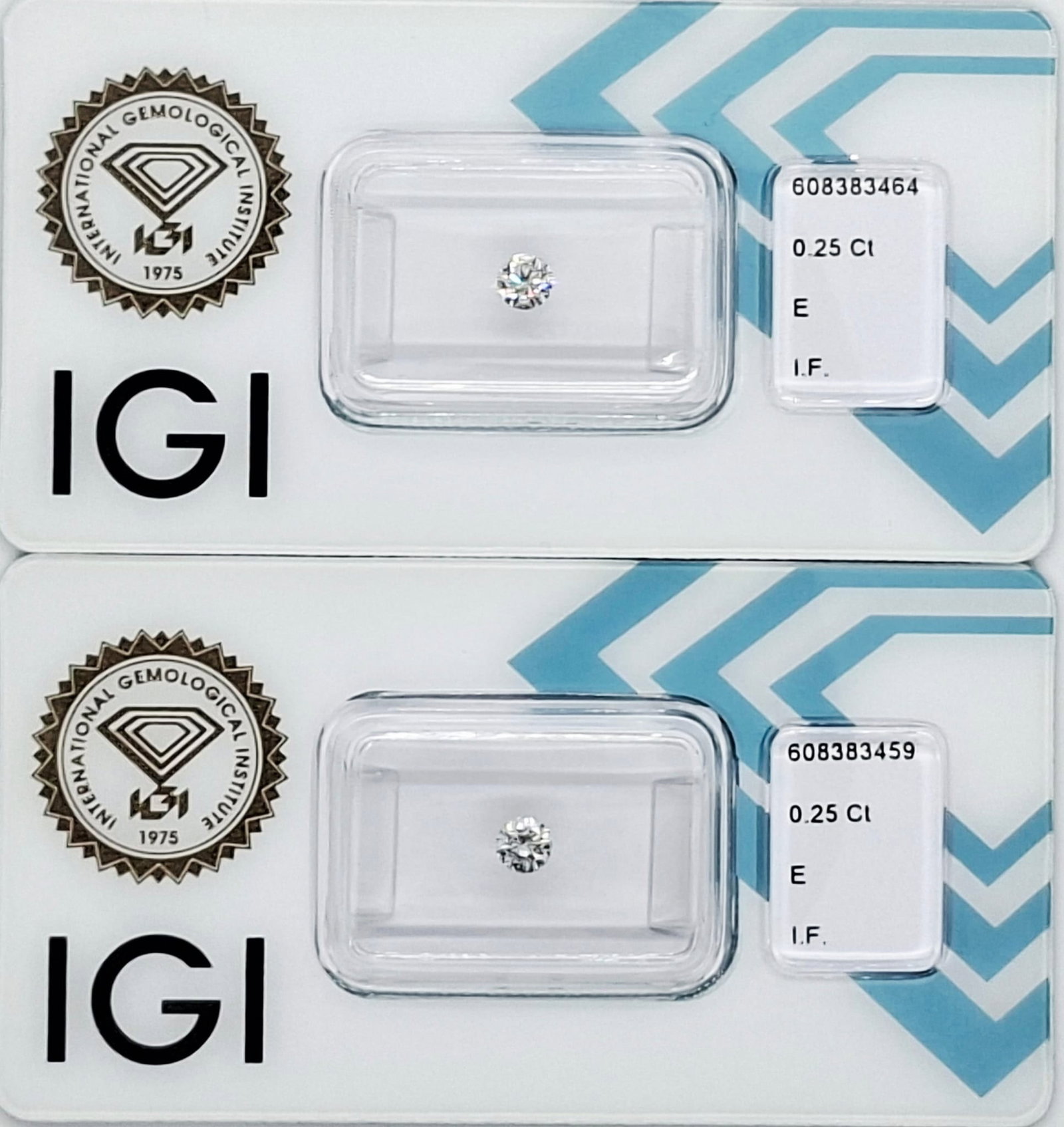 0.50 CTW Matched Pair Natural Round Brilliant Diamonds E IF Colorless Flawless IGI Certified Sealed (1 of 9)