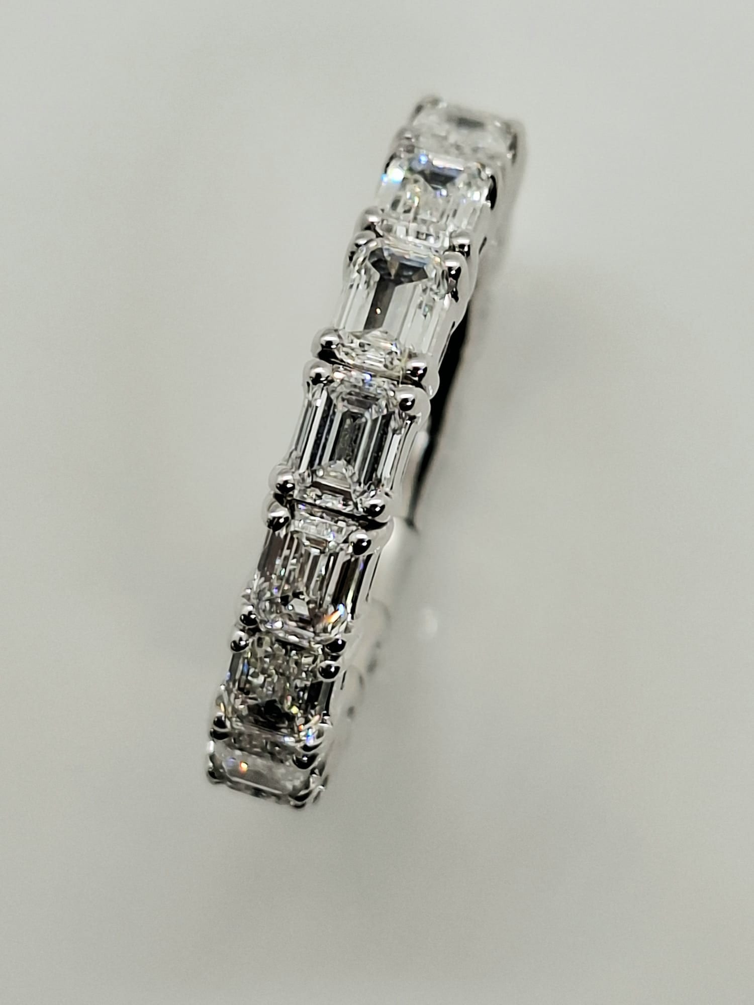 Exquisite 4.77 CTW Emerald Cut Diamond Eternity Band in 18K White Gold - 3