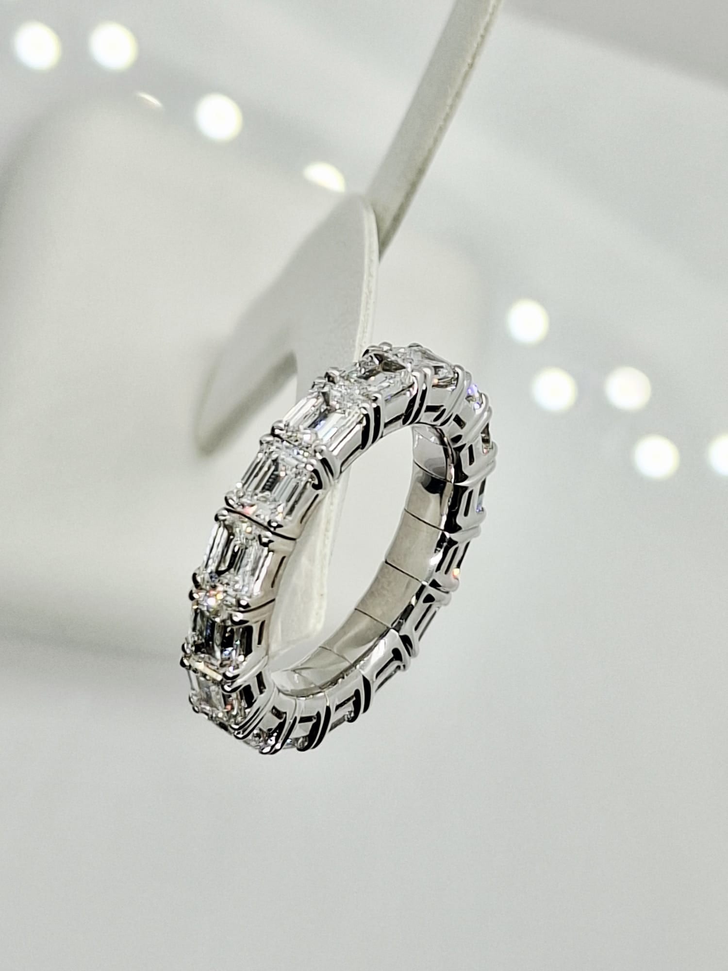 Exquisite 4.77 CTW Emerald Cut Diamond Eternity Band in 18K White Gold - 4