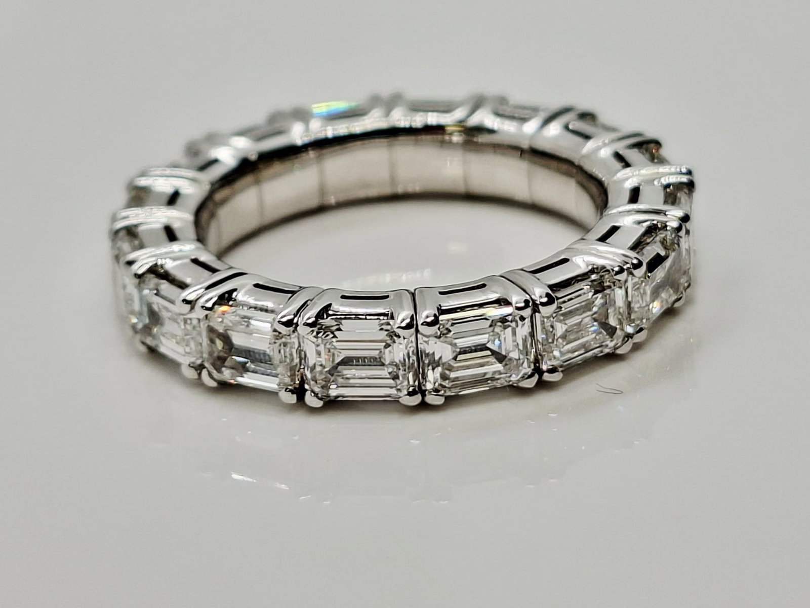 Exquisite 4.77 CTW Emerald Cut Diamond Eternity Band in 18K White Gold - 5