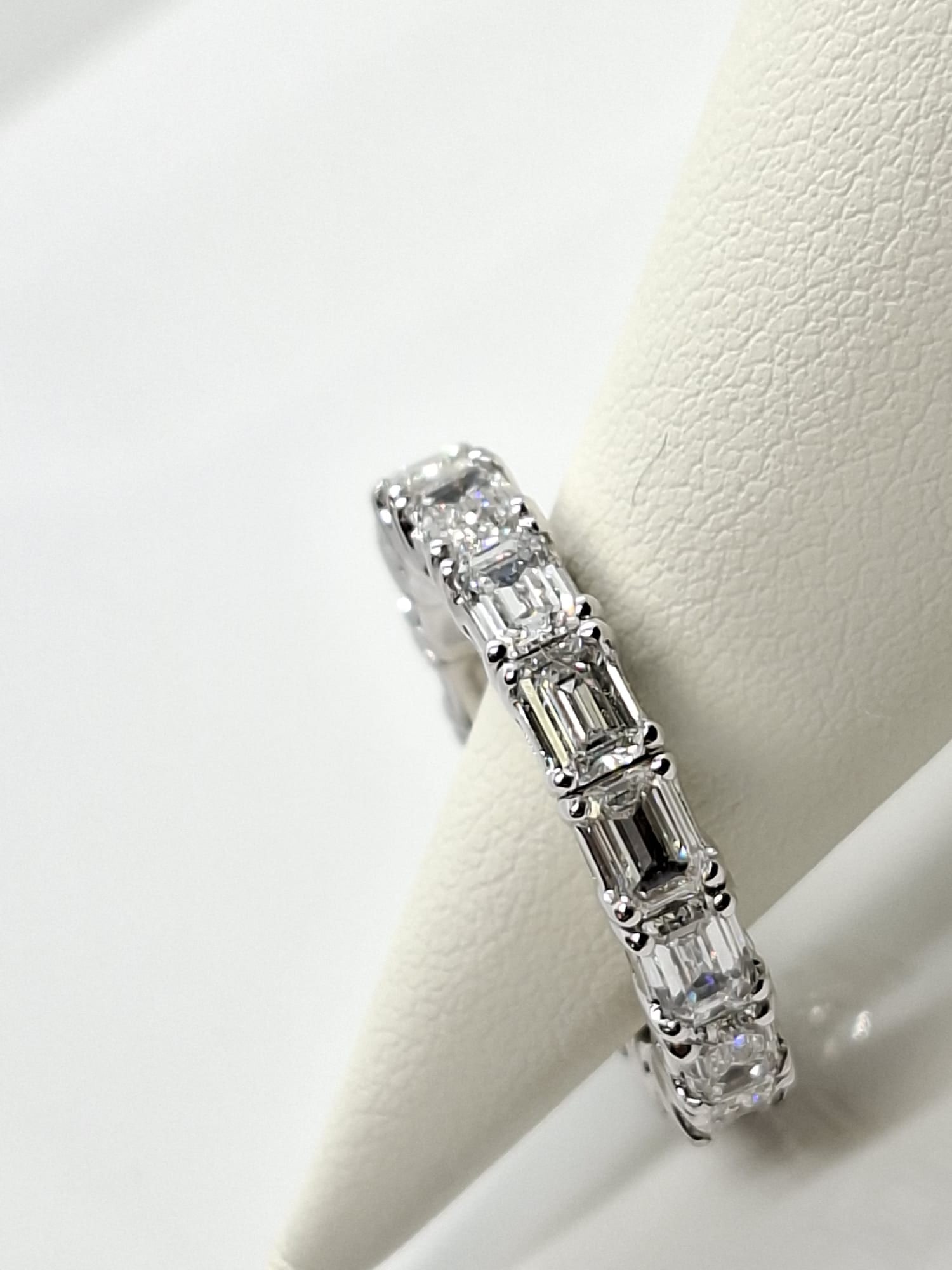 Exquisite 4.77 CTW Emerald Cut Diamond Eternity Band in 18K White Gold - 8