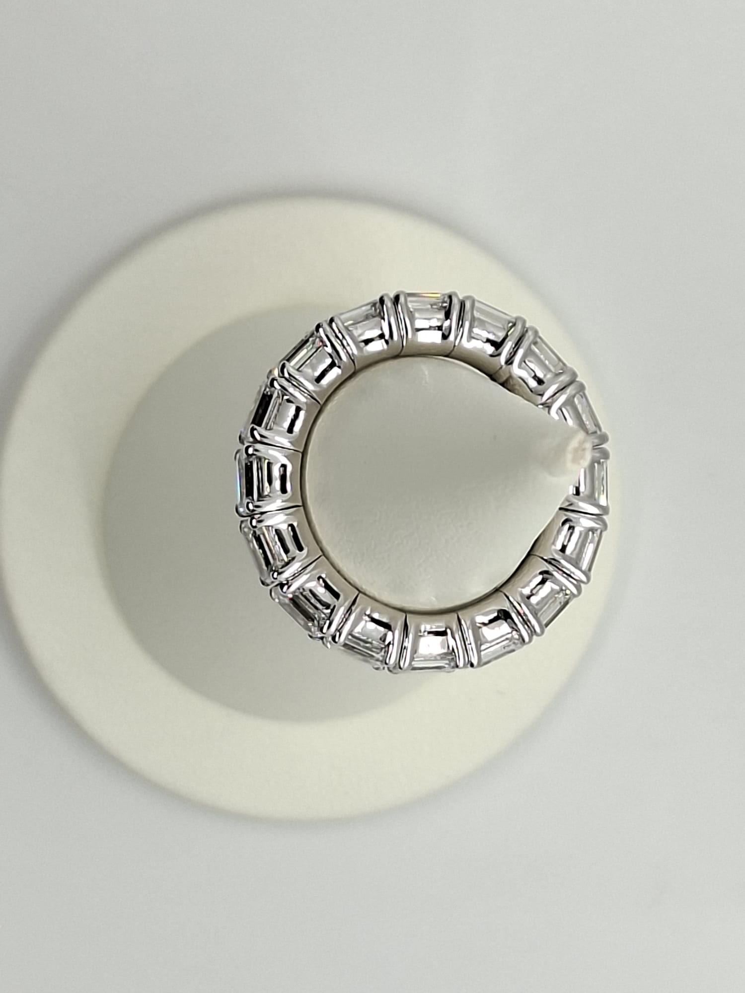 Exquisite 4.77 CTW Emerald Cut Diamond Eternity Band in 18K White Gold - 9