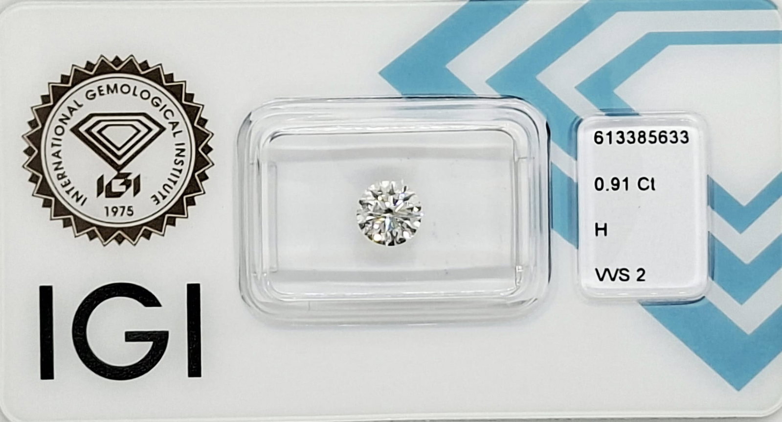 0.91 CT Round Diamond H VVS2 Very Good Cut IGI Certified Sealed - 4