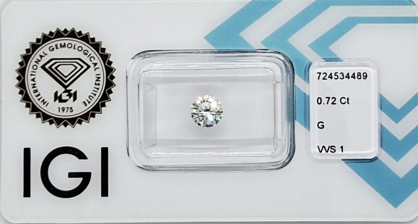 0.72 CT Natural Round Diamond G VVS1 Excellent Cut IGI Certified Sealed - 4