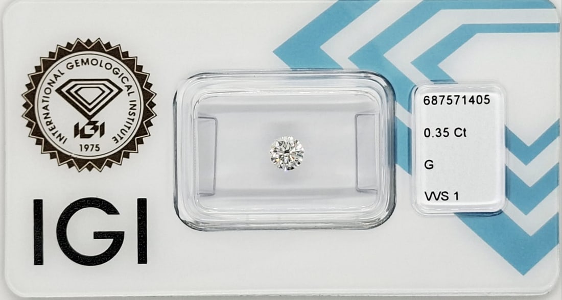 0.35 CT Round Brilliant Diamond G VVS1 IGI Certified Loose Stone - 4