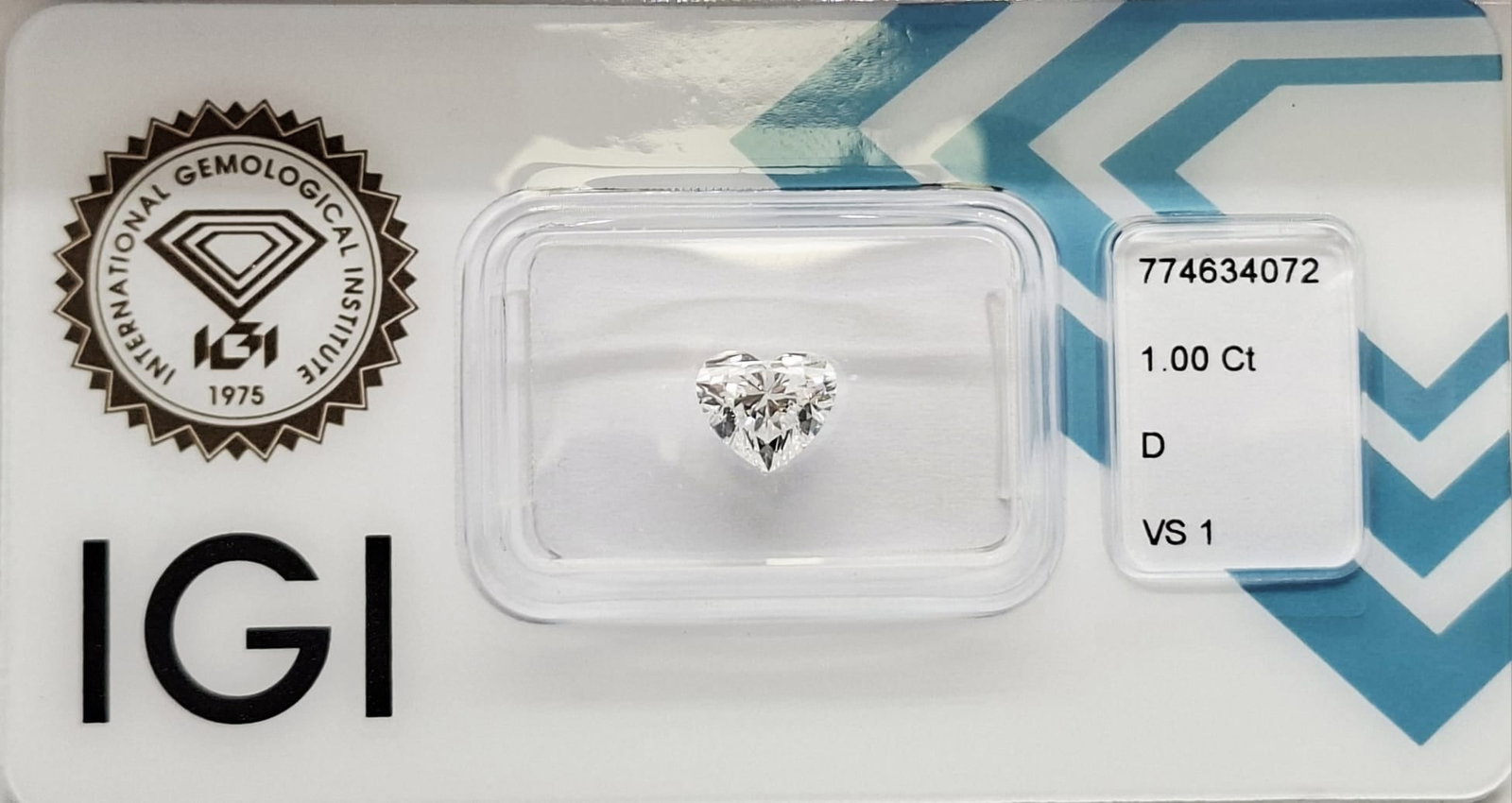 1.00 CT Natural Heart Diamond D VS1 IGI Certified Loose - 9