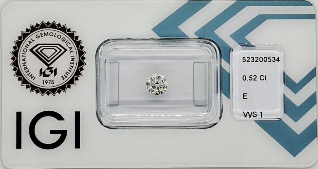 0.52 CT Natural Round Diamond E VVS1 IGI Certified Loose Stone - 3