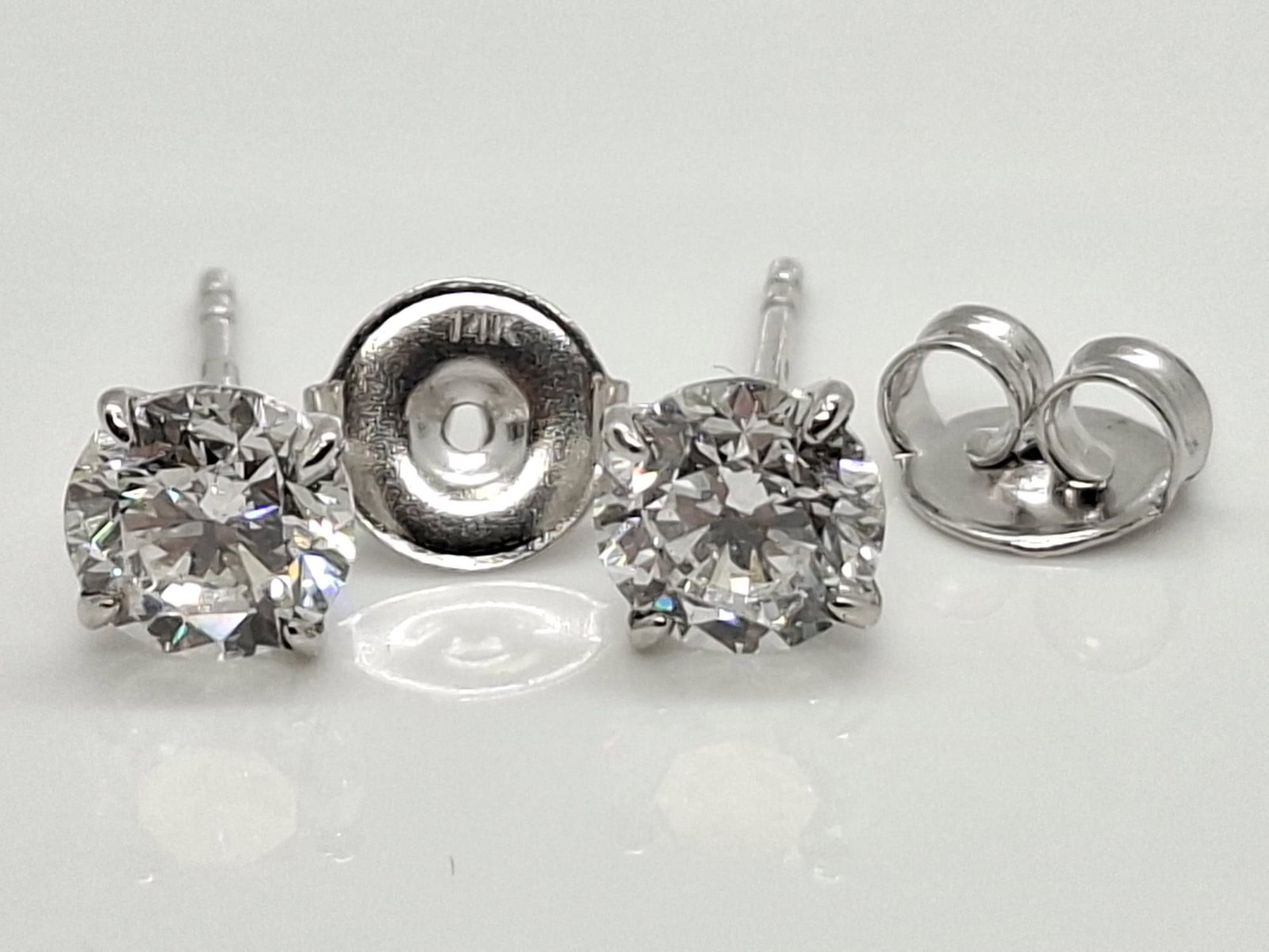 1.40 TW Round Diamond Earrings 14K White Gold E SI2 IGI Certified Studs - 3