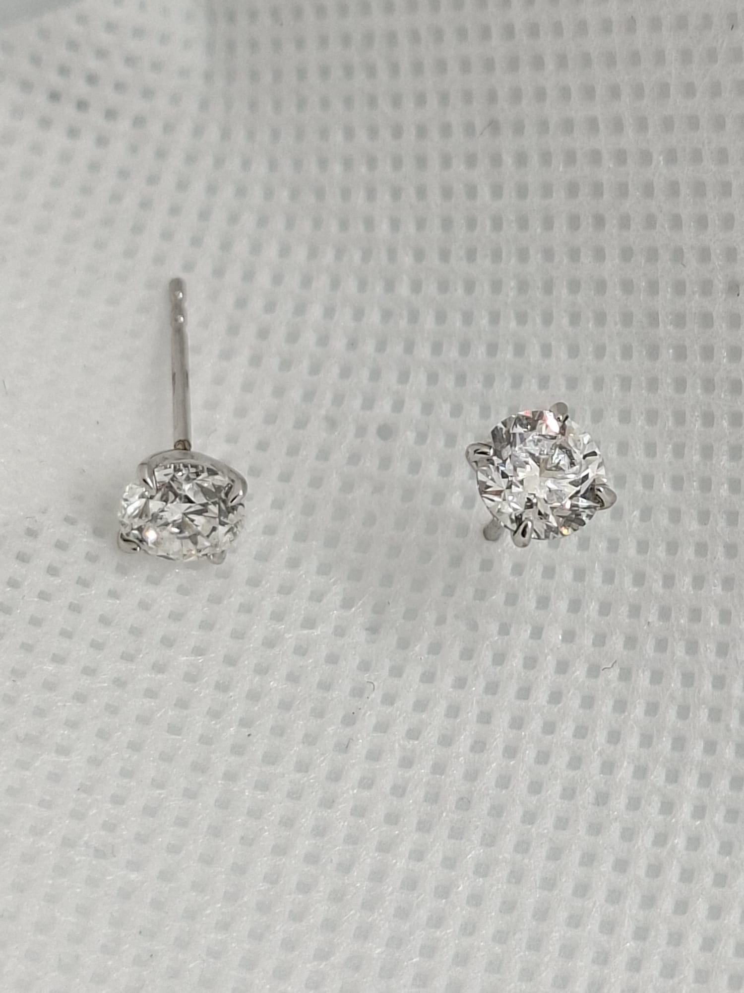 1.40 TW Round Diamond Earrings 14K White Gold E SI2 IGI Certified Studs - 4