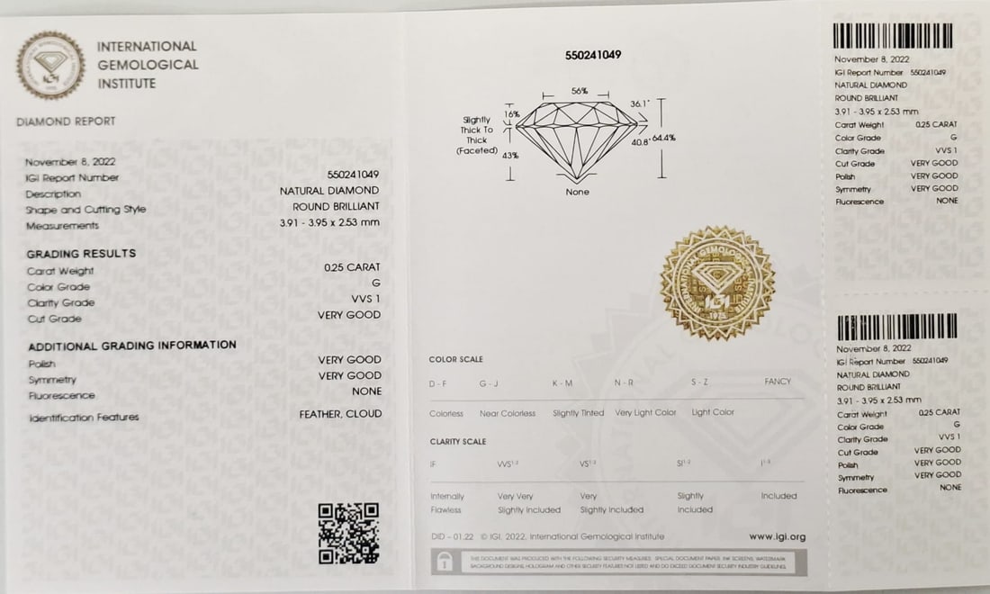 0.50 TW Pair Round Brilliant Diamonds G VVS1 IGI Certified Loose Stones - 2