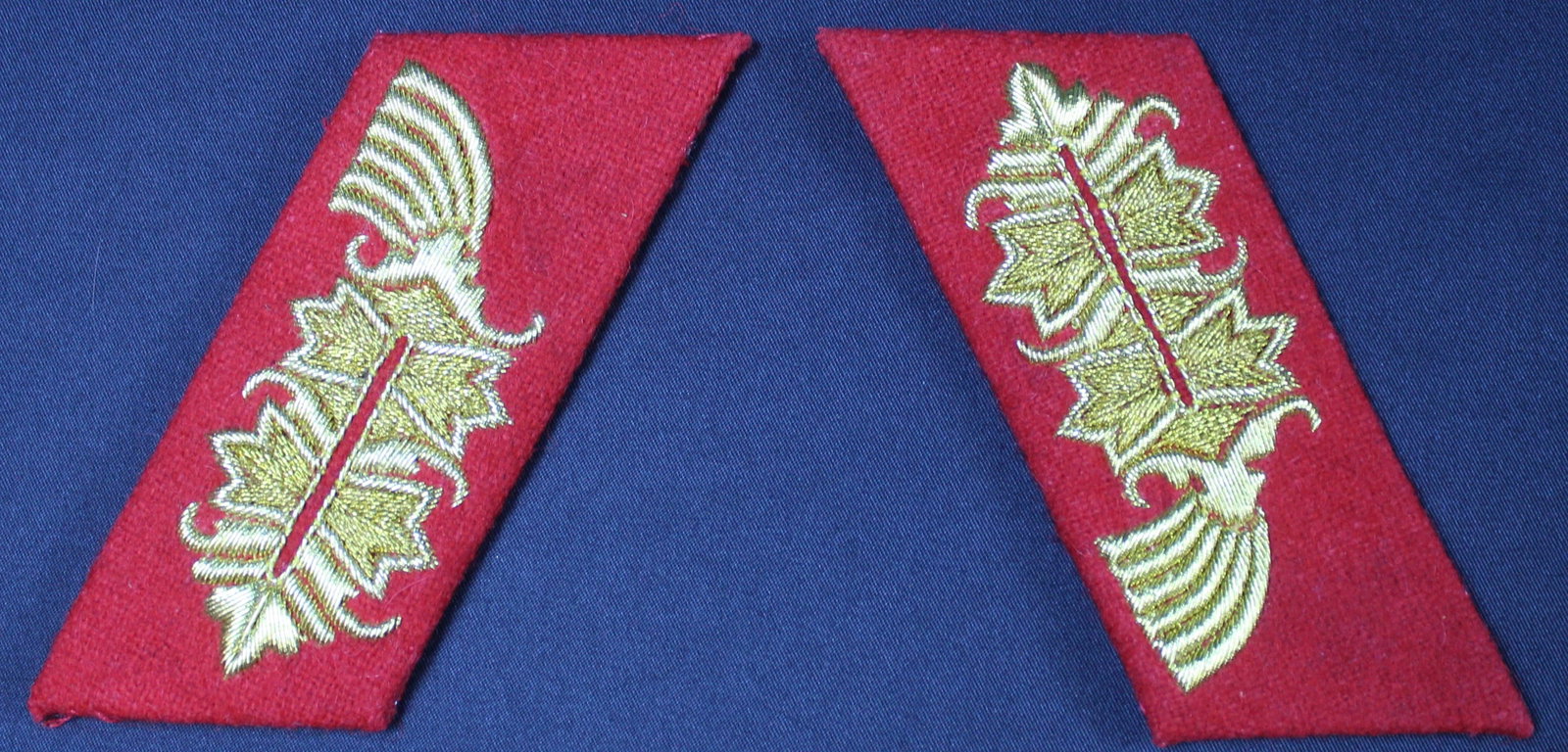 Pair of German Wehrmacht General's Collar Tab Insignias or Litzen (MME): It is the opinion of the auction house that this item may be a post-war manufactured example, however, it is the responsibility of the buyer to determine authenticity prior to bidding. Estimated