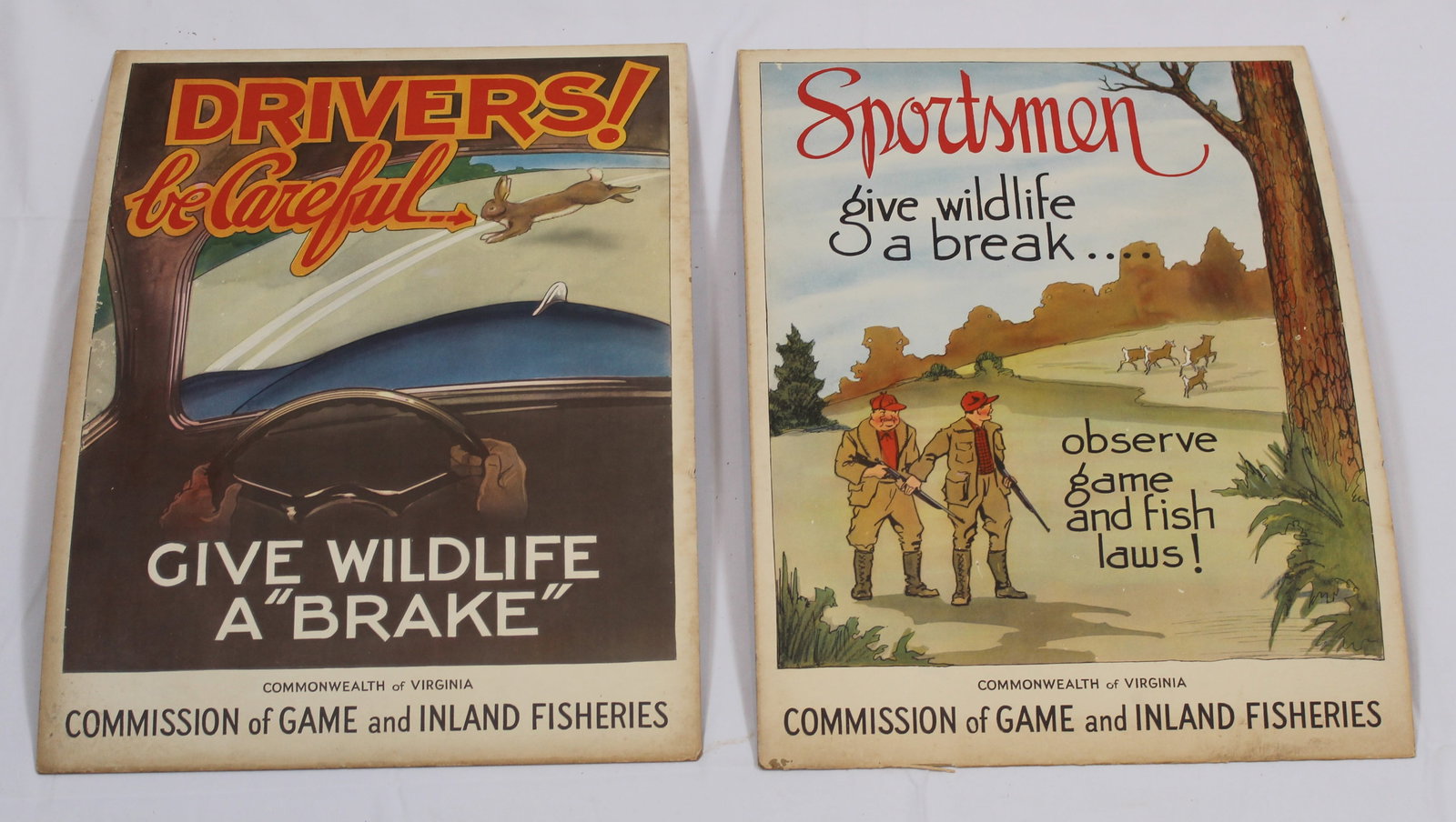 Group Lot of Four Vintage Virginia Commission of Game and Inland Fisheries Posters c.1900 (BJT) - 2