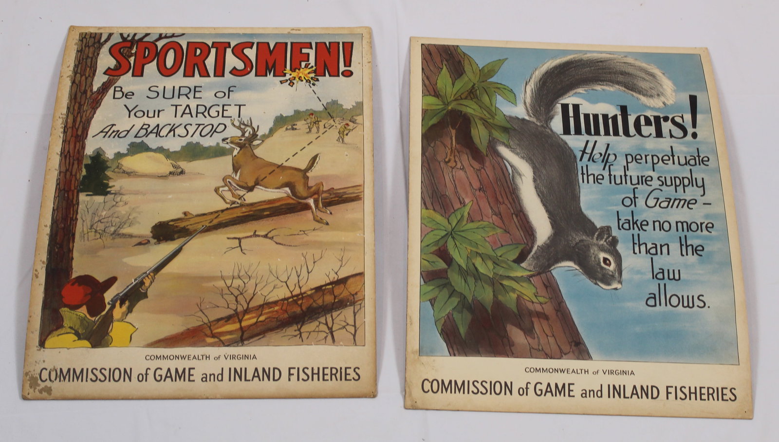 Group Lot of Four Vintage Virginia Commission of Game and Inland Fisheries Posters c.1900 (BJT) - 2