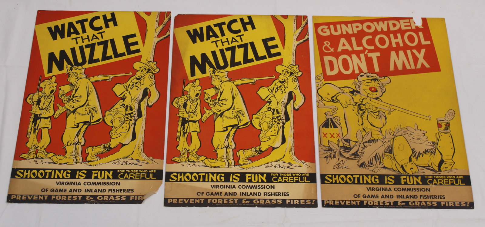 Group Lot of Five Vintage Virginia Commission of Game and Inland Fisheries Posters c.1900 (BJT) - 2