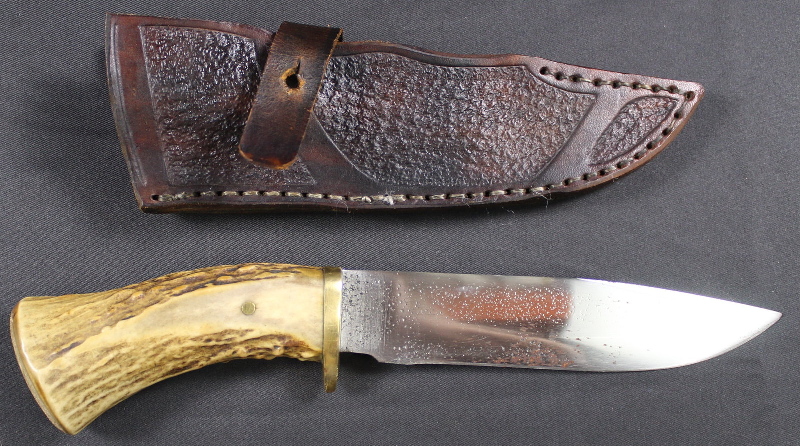 Hand-Made Fixed Blade Knife with Bone Grips and Sheath (FMI) (1 of 6)