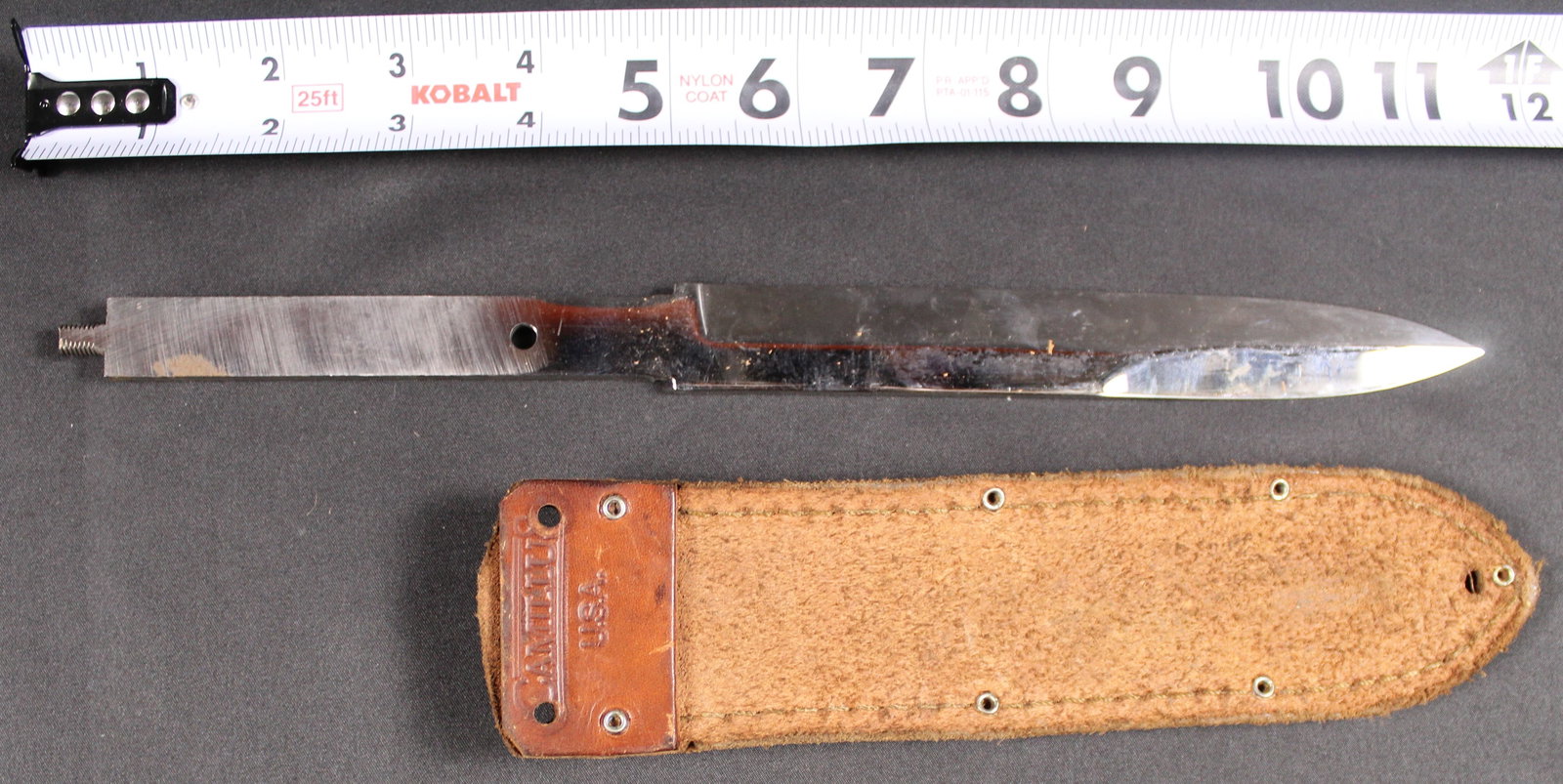 Stainless Steel Knife Blade with Leather Callahan USA Sheath (FMI) - 2