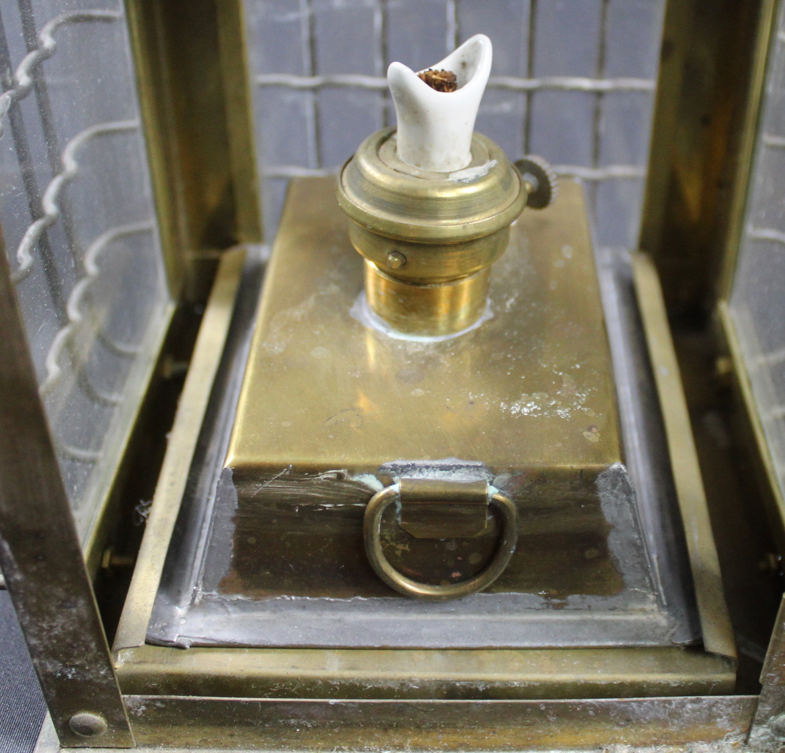 Vintage Early 1900s Brass Oil Watch Lantern (MME) - 9