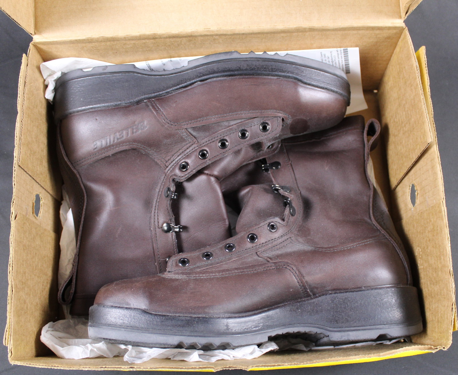 Brand New Belleville Brown US Military Combat Steel Toed Boots (TDR): Estimated shipping parcel size (LxWxH) 24 inches x 18 inches x 8 inches. Please note, shipping estimates are provided for LiveShipping calculations only and may vary based on weight and location. The