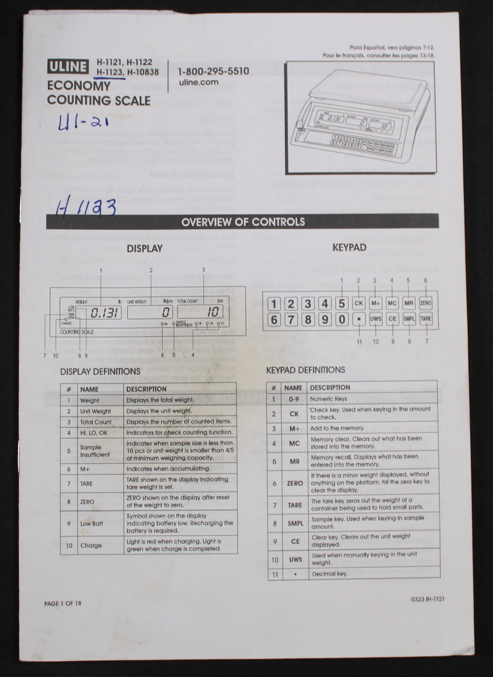 ULINE Model H 1123 Economy High Precision Counting Scale (HRR) - 3