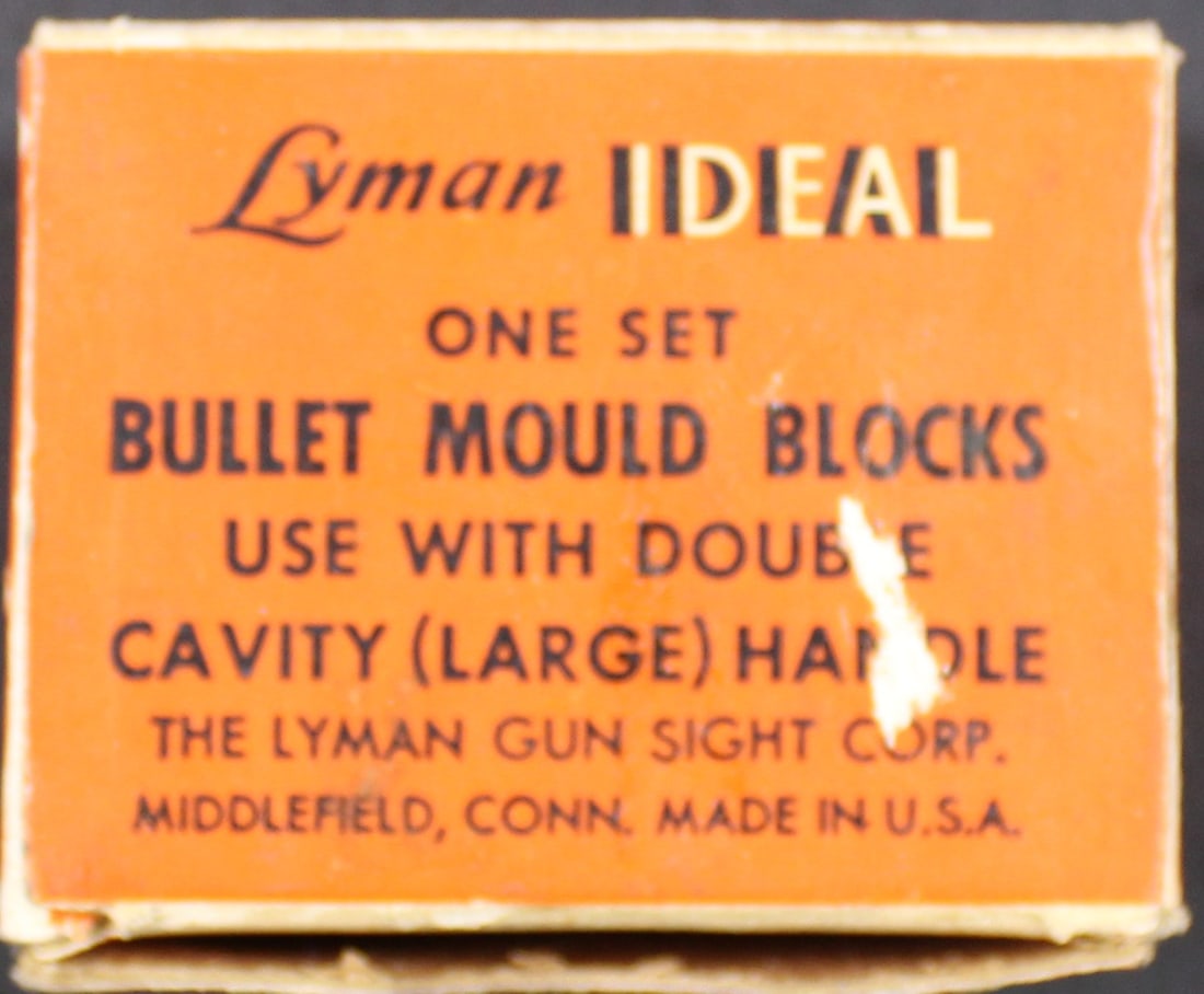 Lyman Die Cast Bullet Mould (FMI): This Lyman Die Cast Bullet Mould creates .45 caliber projectiles. This piece is in good condition, however there are two lead projectiles still stuck in the mould that can be easily removed as the