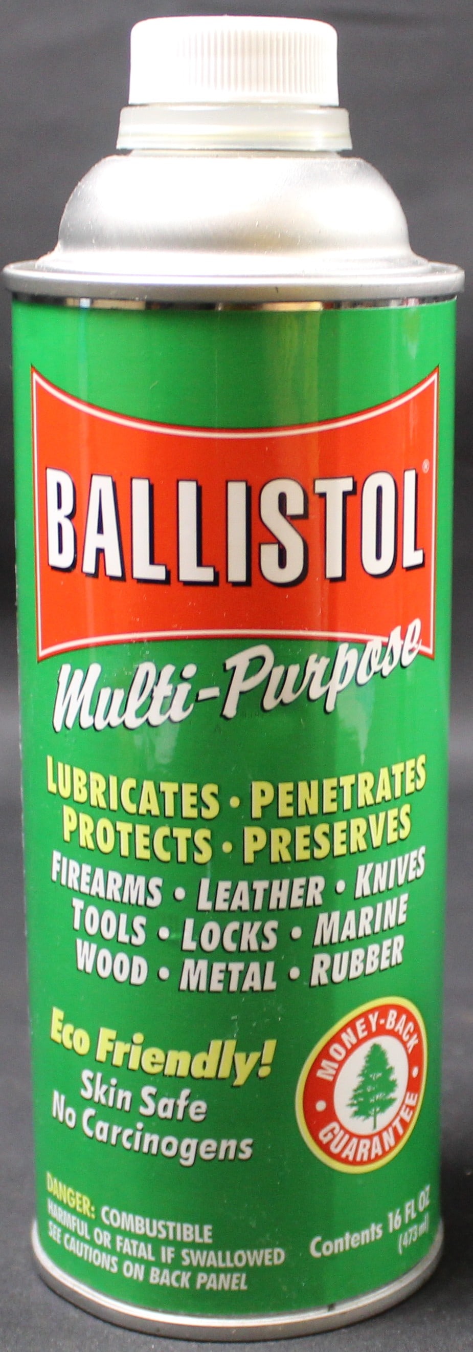 New 16 FL oz Can of Ballistol Multi-Purpose Cleaner and Lubricant (LOL): This 16 FL oz of Ballistol is brand new and shows no signs of prior use. Bidders are welcome to preview items in person during our normal operating hours Tuesday through Saturday 11am-6pm. Estimated