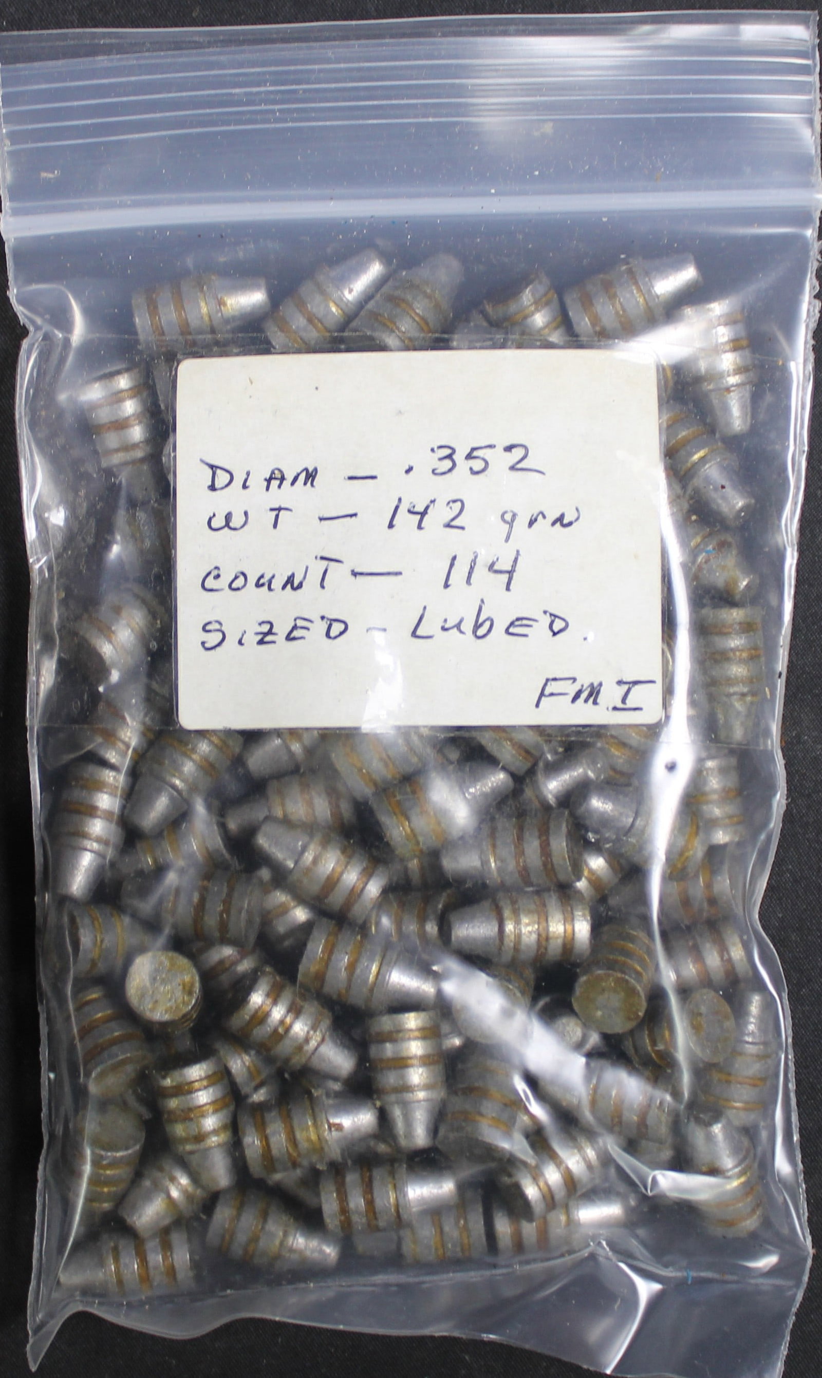 Approximately 114 .325" 142gr Sized and Lubed Bullets for Reloading (FMI): Description coming soon Bidders are welcome to preview items in person during our normal operating hours Tuesday through Saturday 11am-6pm. Estimated shipping parcel size (LxWxH) 10 inches x 6 inches