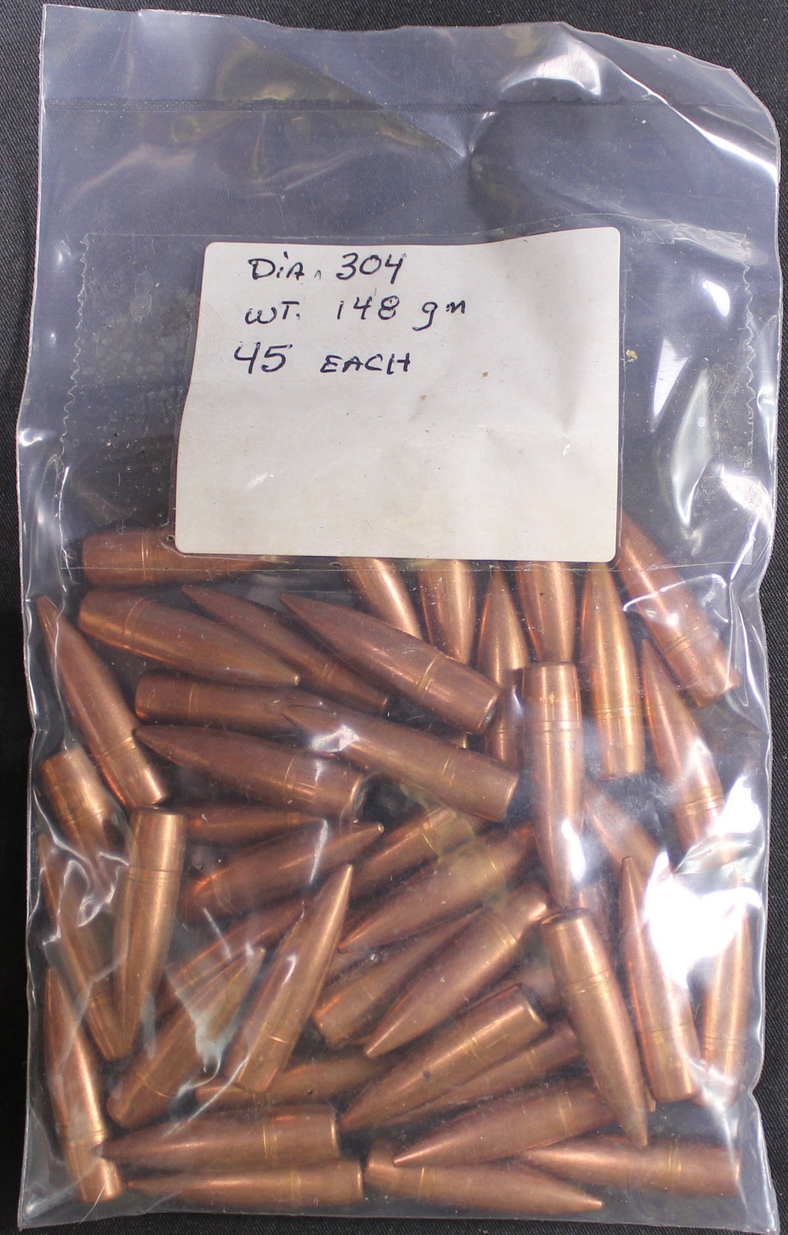 Approximately 45 .304" 148gr Bullets for Reloading (FMI): Description coming soon Bidders are welcome to preview items in person during our normal operating hours Tuesday through Saturday 11am-6pm. Estimated shipping parcel size (LxWxH) 10 inches x 6 inches