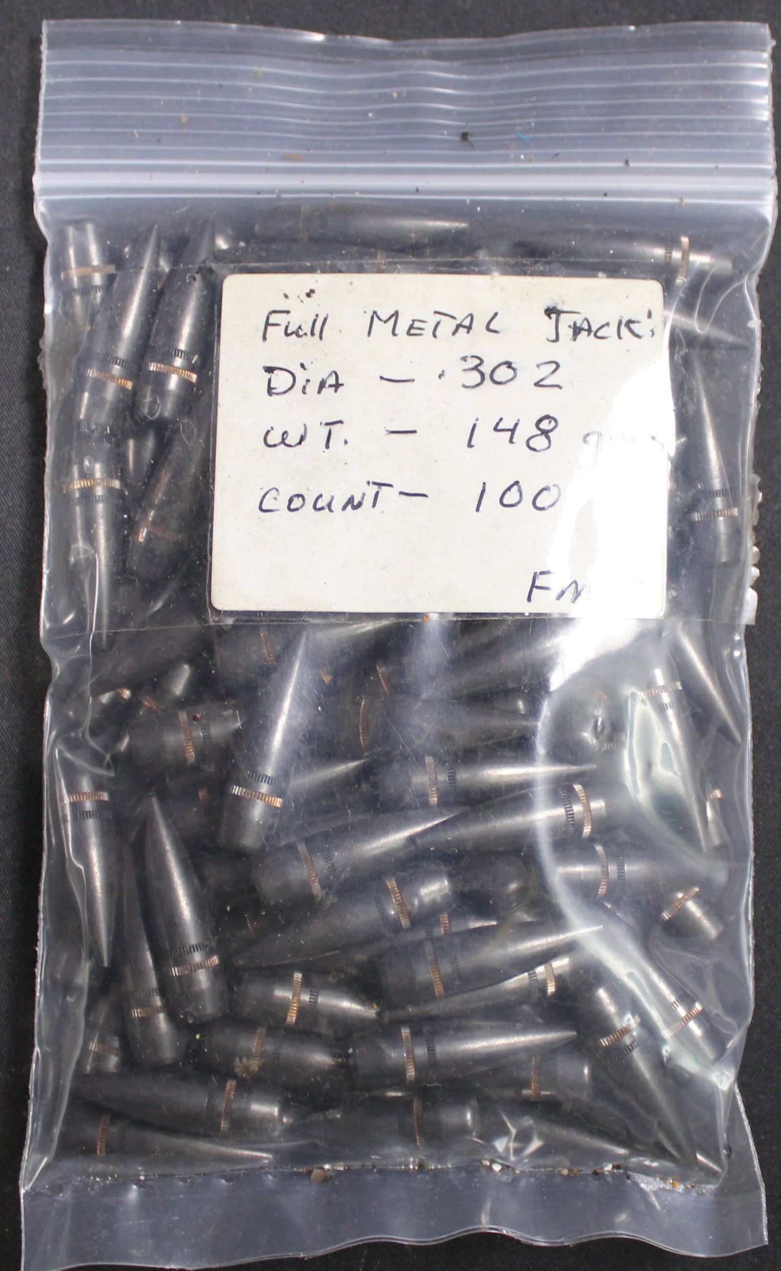 Approximately 100 148gr .302" FMJ Bullets for Reloading (FMI): Description coming soon Bidders are welcome to preview items in person during our normal operating hours Tuesday through Saturday 11am-6pm. Estimated shipping parcel size (LxWxH) 10 inches x 6 inches