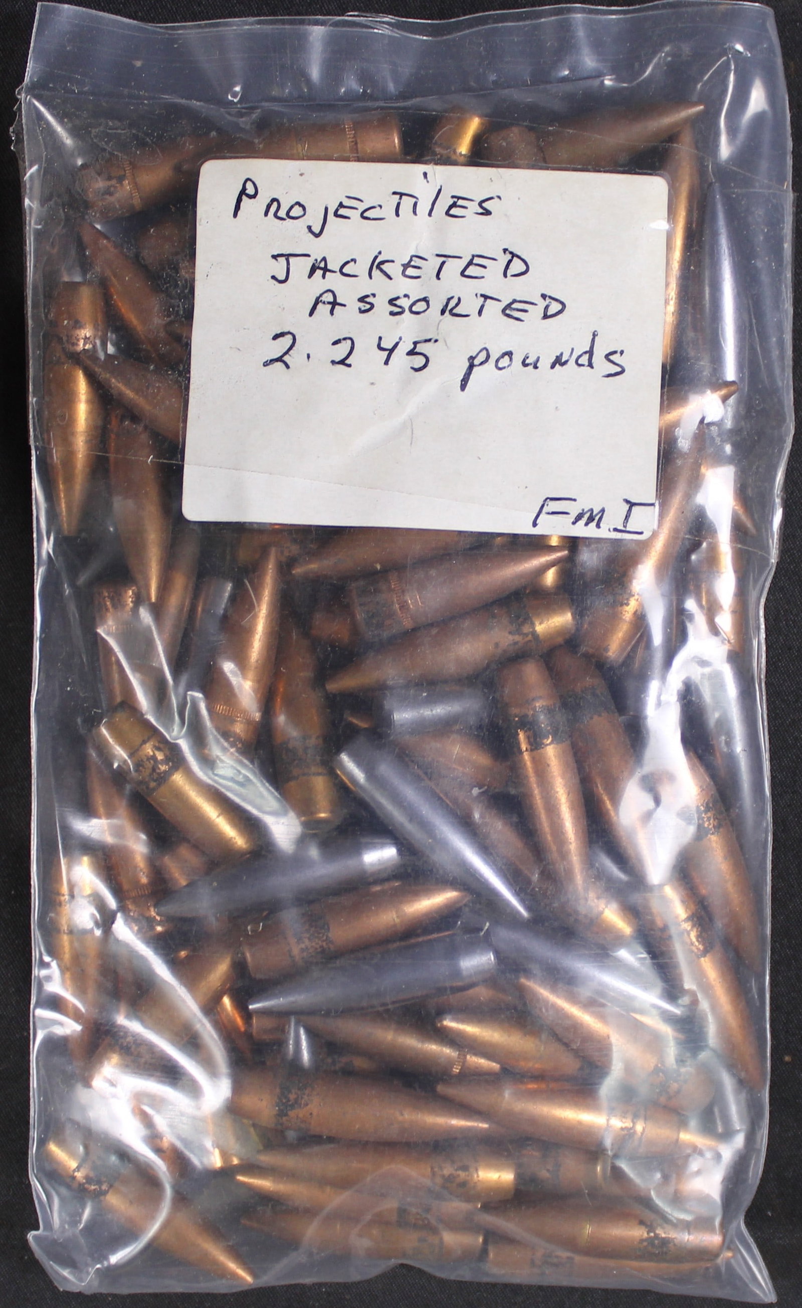Approximately 2.245lbs of Assorted Jacketed Projectiles (FMI): Description coming soon Bidders are welcome to preview items in person during our normal operating hours Tuesday through Saturday 11am-6pm. Estimated shipping parcel size (LxWxH) 10 inches x 6 inches