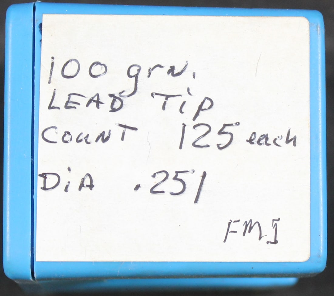 Approximately 125 .251" 100gr Lead Tipped Bullets for Reloading (FMI) - 2