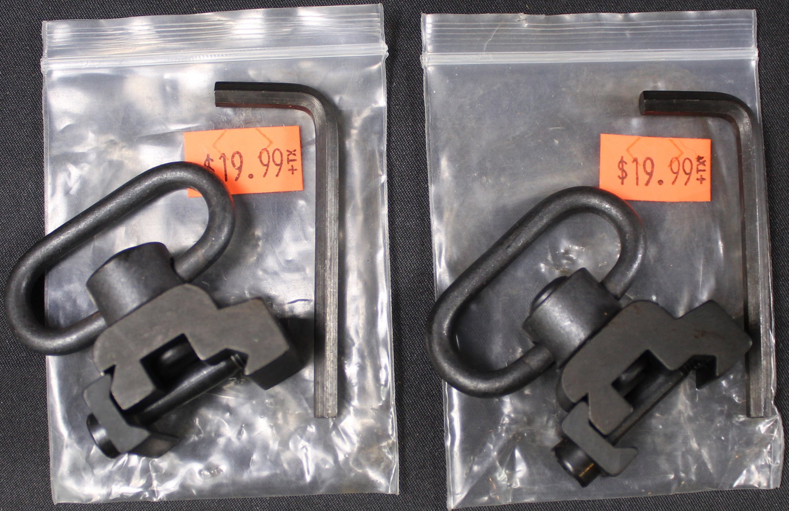 Group Lot: Two New Sling Swivel Mounts for AR-15 Picatinny Rail (GOTB): Description coming soon Bidders are welcome to preview items in person during our normal operating hours Tuesday through Saturday 11am-6pm. Estimated shipping parcel size (LxWxH) 6 inches x 6 inches