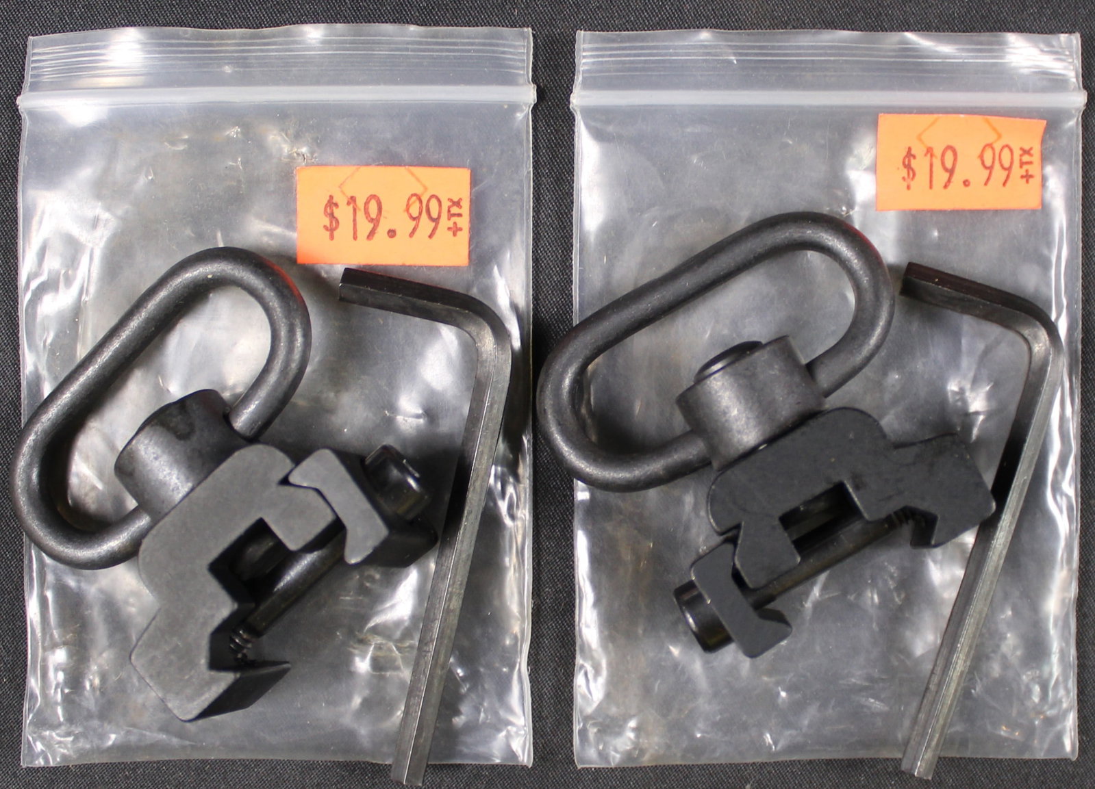 Group Lot: Two New Sling Swivel Mounts for AR-15 Picatinny Rail (GOTB): Description coming soon Bidders are welcome to preview items in person during our normal operating hours Tuesday through Saturday 11am-6pm. Estimated shipping parcel size (LxWxH) 6 inches x 6 inches