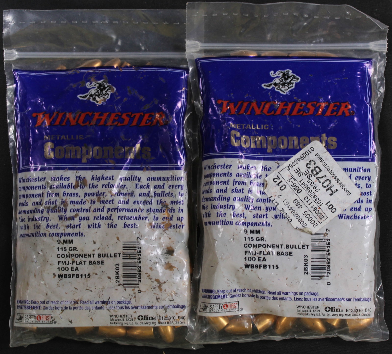 Approximately 200 Winchester 9mm 115gr FMJ Bullets for Reloading (FMI): Description coming soon Bidders are welcome to preview items in person during our normal operating hours Tuesday through Saturday 11am-6pm. Estimated shipping parcel size (LxWxH) 10 inches x 6 inches