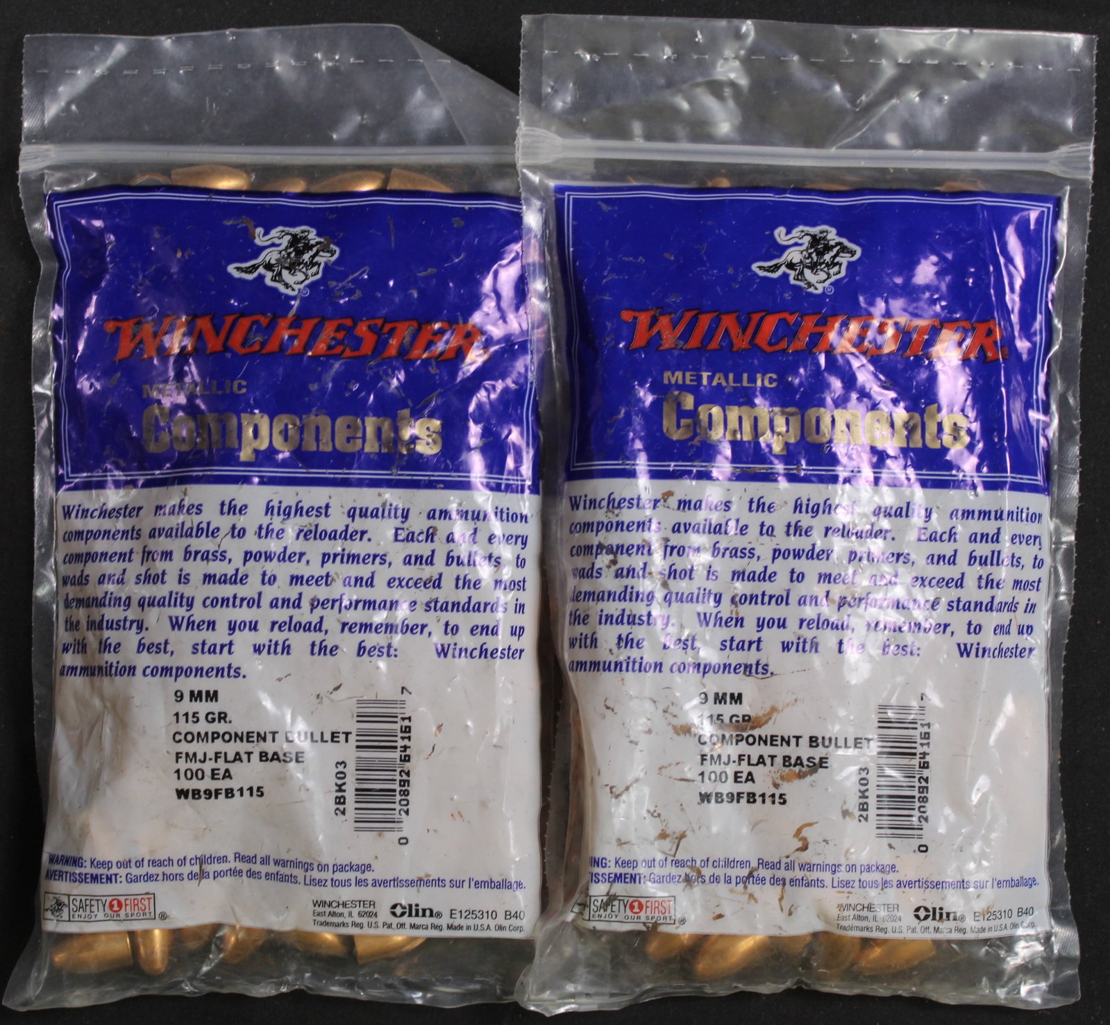 Approximately 200 Winchester 9mm 115gr FMJ Bullets for Reloading (FMI): Description coming soon Bidders are welcome to preview items in person during our normal operating hours Tuesday through Saturday 11am-6pm. Estimated shipping parcel size (LxWxH) 10 inches x 6 inches