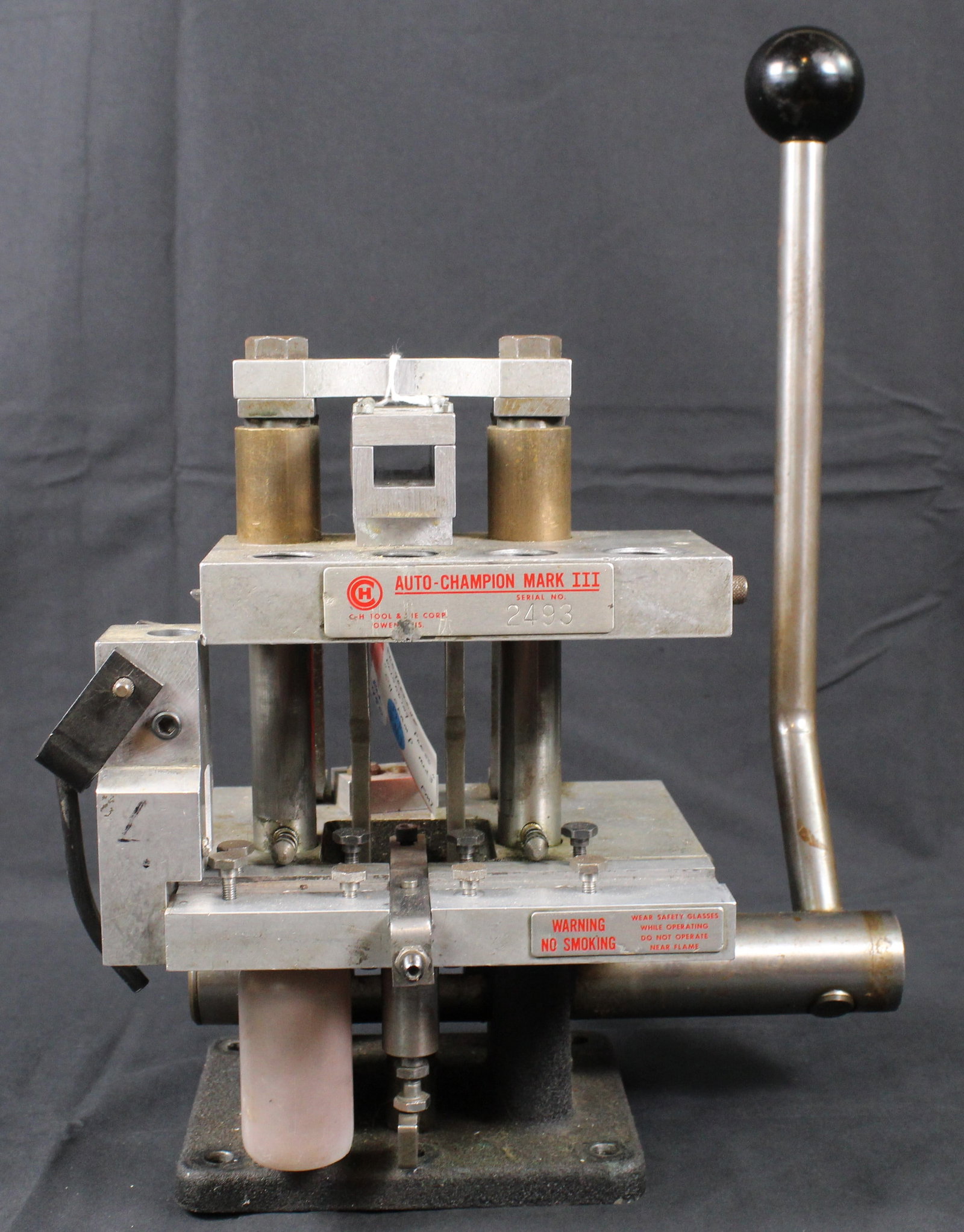 A C&H Auto-Champion Mark III Progressive Reloading Press (FMI): A C&H Auto-Champion Mark III Progressive Reloading Press a vintage, hand-operated progressive reloading press made by the C-H Die Company (now known as CH4D). Introduced in the 1970s–1980s, it