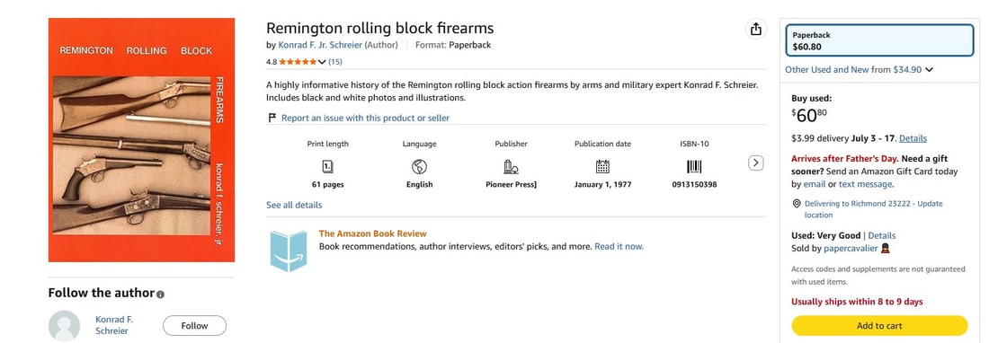 "Remington Rolling Block Firearms" by Konrad Schreier, Jr. (FMI) - 5