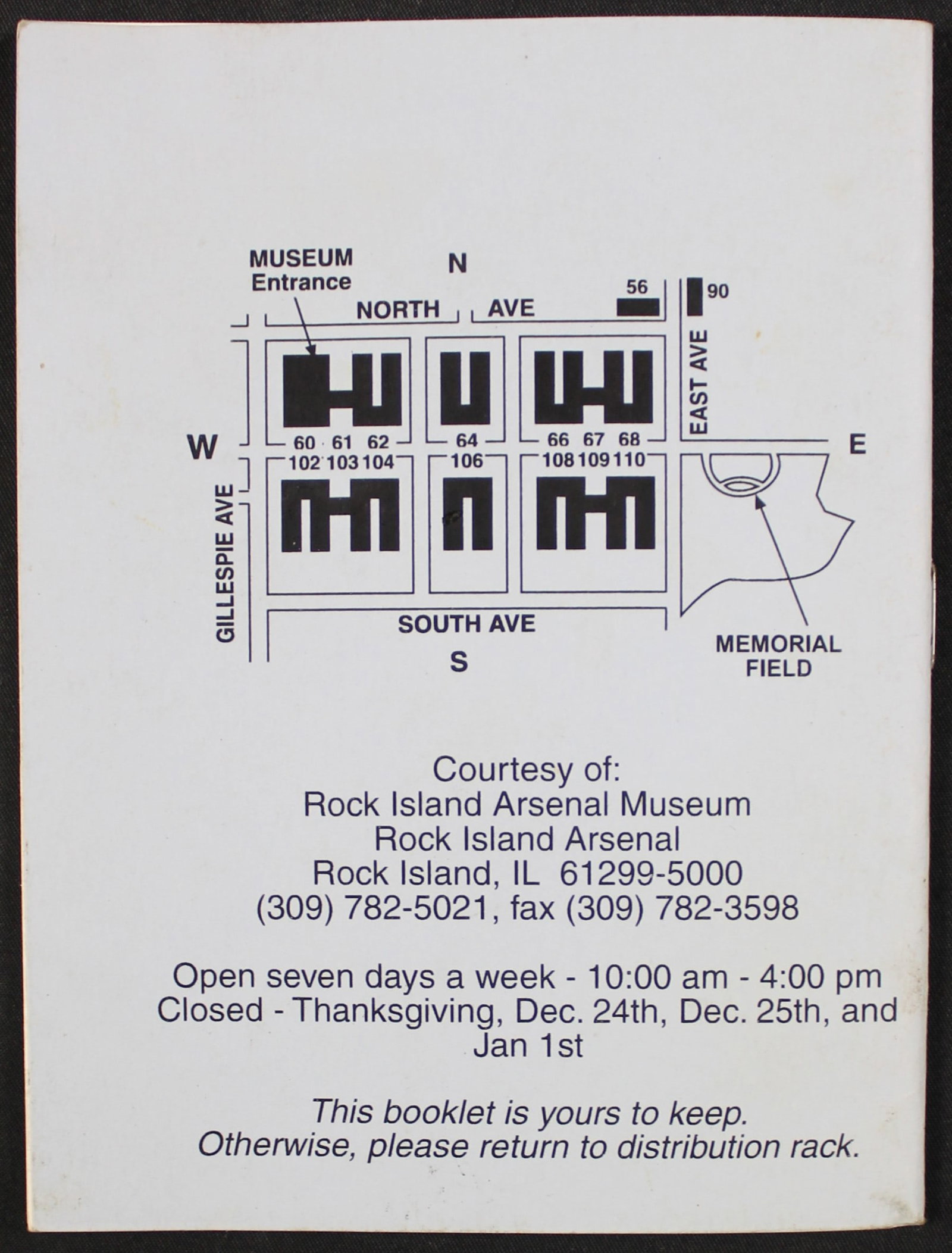 Informational Pamphlet of Ordnance Systems at Memorial Field (JAA) - 2