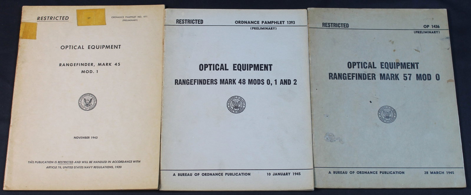 WWII Group Lot of US Army Technical Manuals for Range Finders (FMI) (1 of 2)