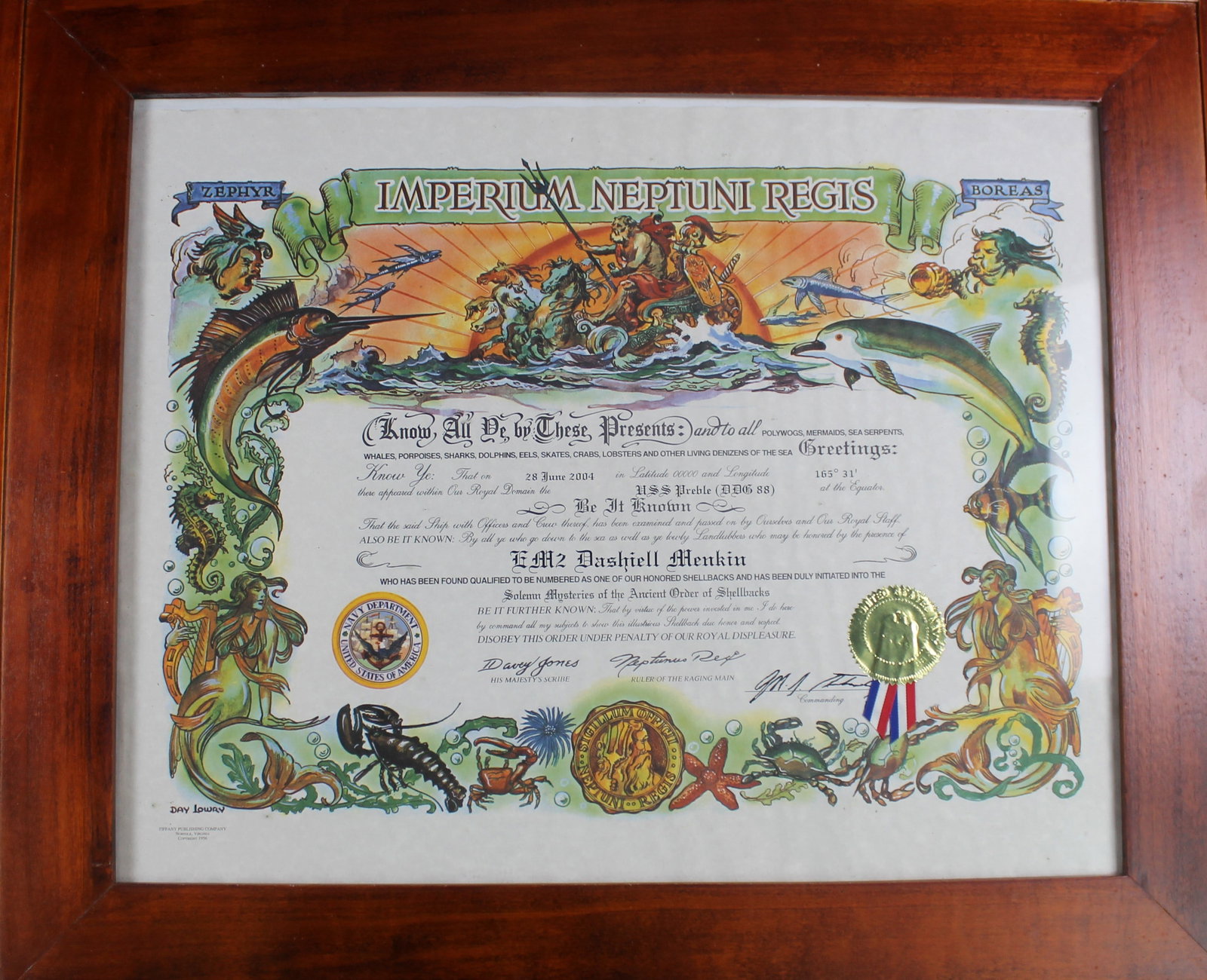 Group Lot of Five US Navy Framed Milestone Certificates (BLB) - 2