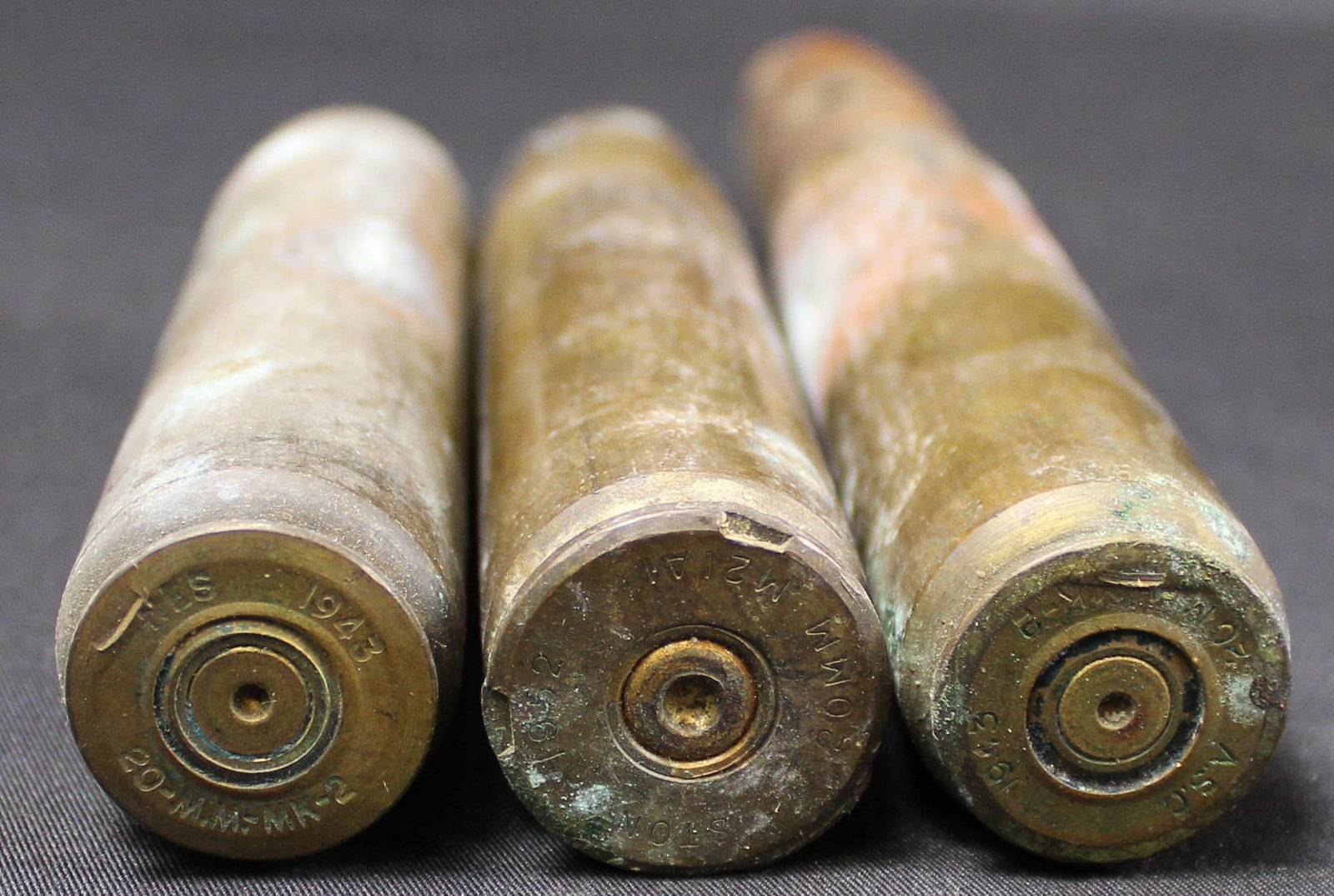 Three WWII Dated 20mm Shells (FLR) - 2