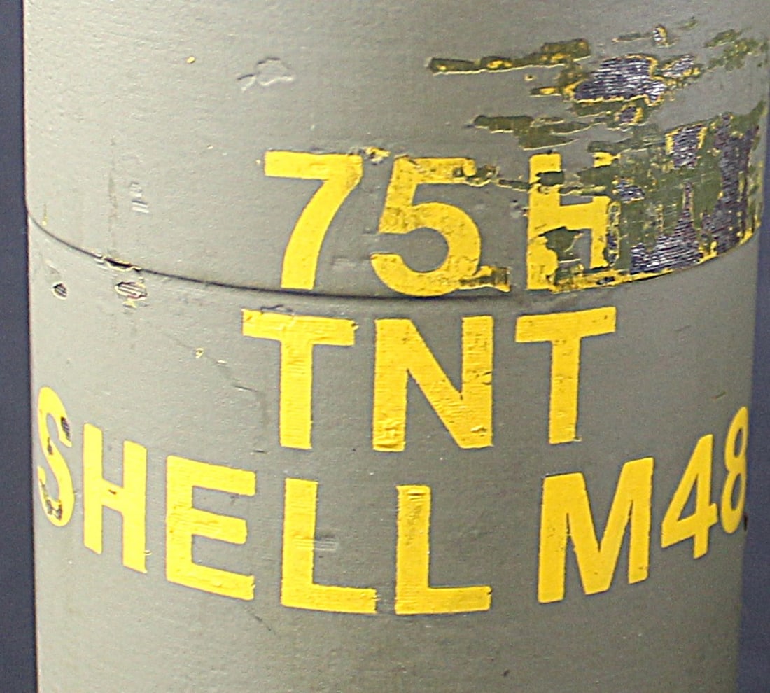 Large Inert 75mm 1944 Dated Shell M5A1 Type 1 and M48 Round with M565 Fuze (FMI) - 3