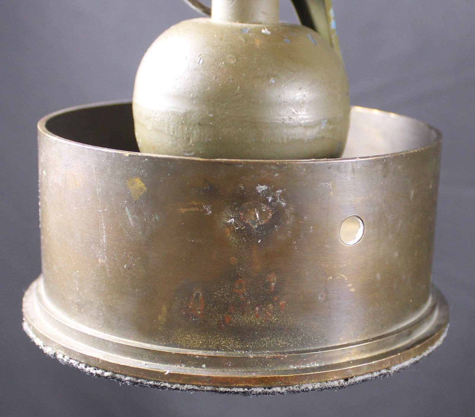 "Trench Art" Ash Tray with US "Baseball" Grenade (FMI) - 3