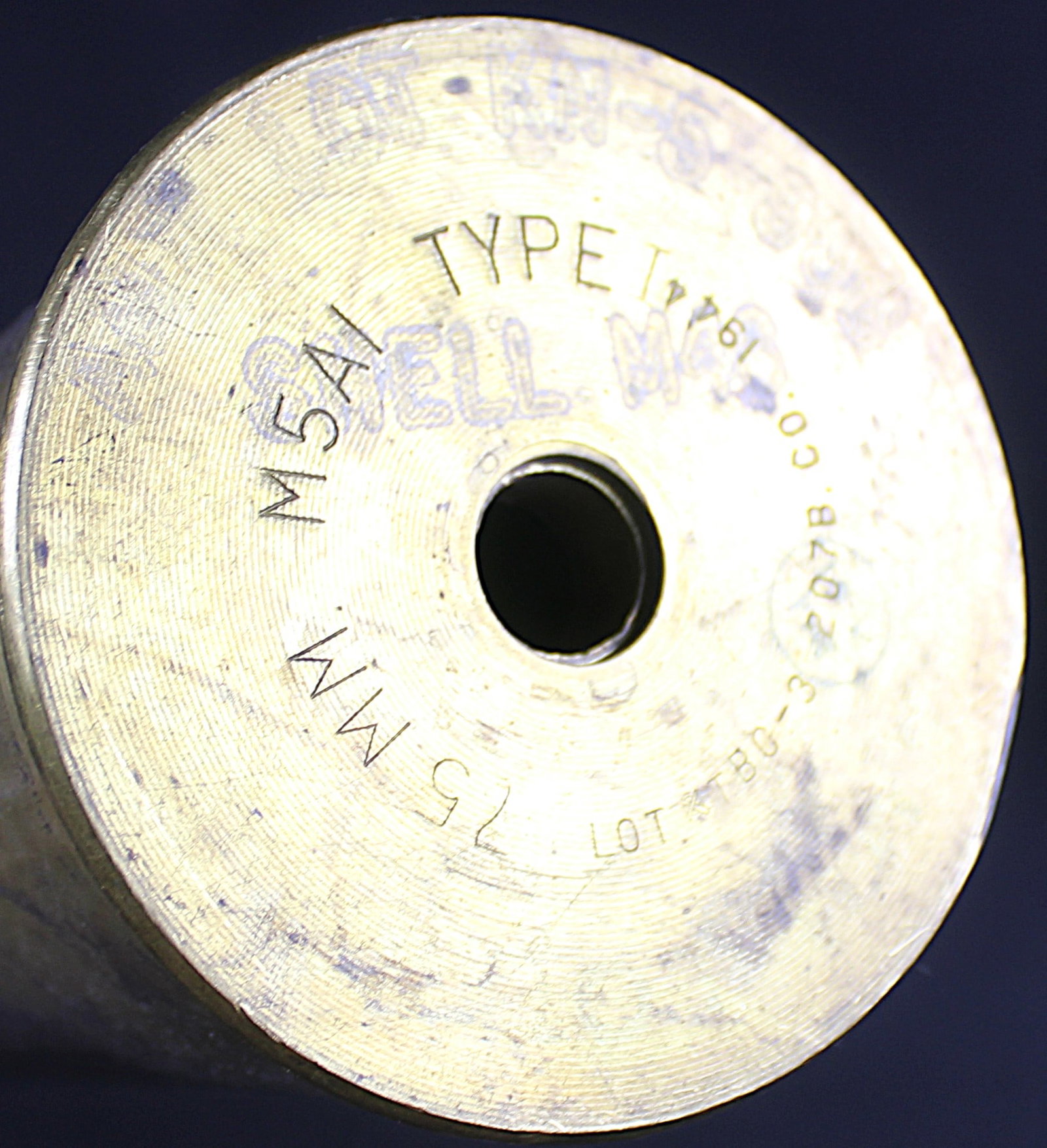 Large M5A1 Type 1 c.1944 WWII 75mm Round (FMI) - 7